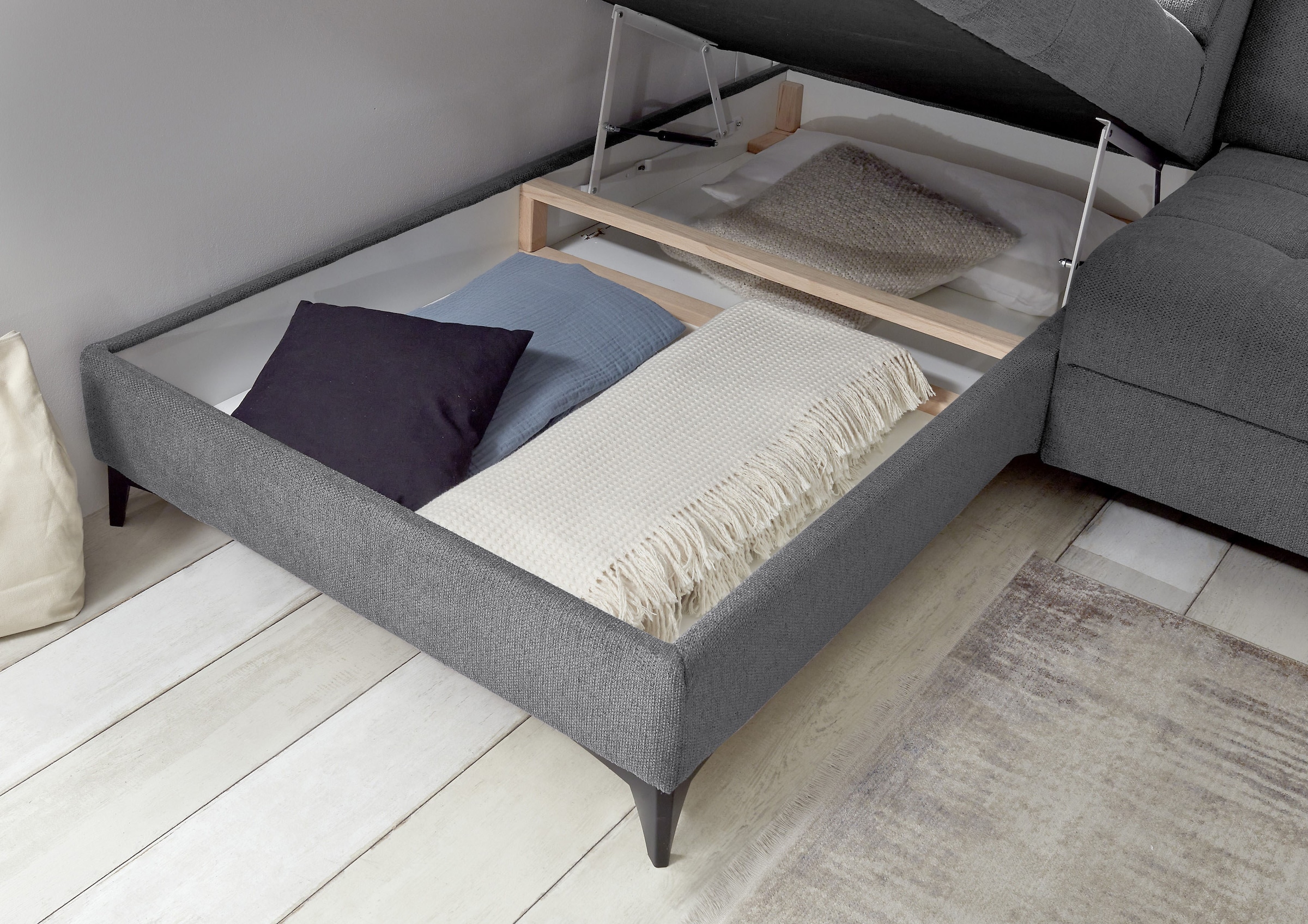 ED EXCITING DESIGN Ecksofa »Rockdale L-Form mit Bettfunktion, Bettkasten« Kopfteilverstellung, Sitztiefenverstellung & USB-Port