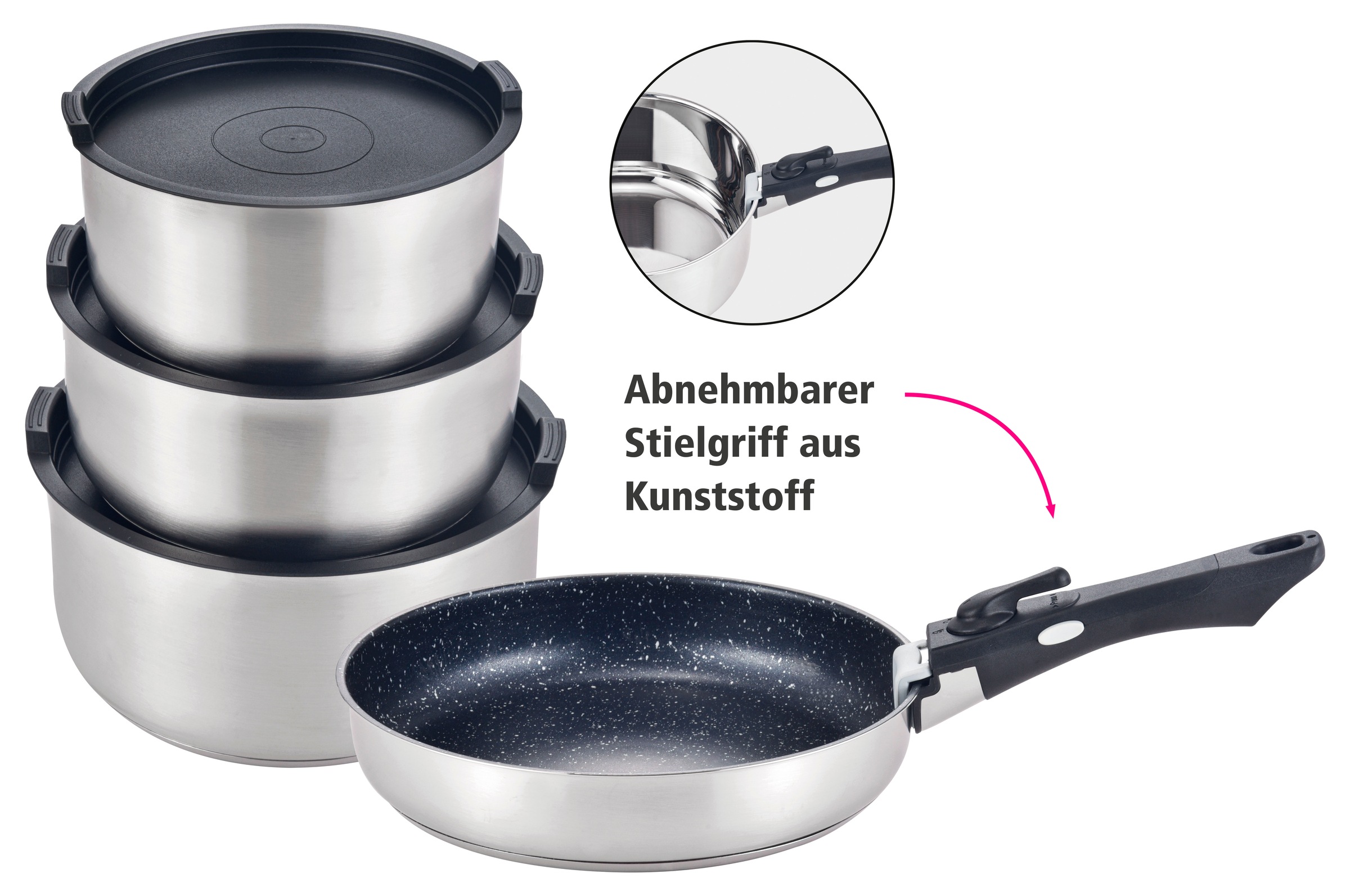 GSW Topf-Set »EASY CLICK« Set, 8 Stk. tlg. Edelstahl silberfarben