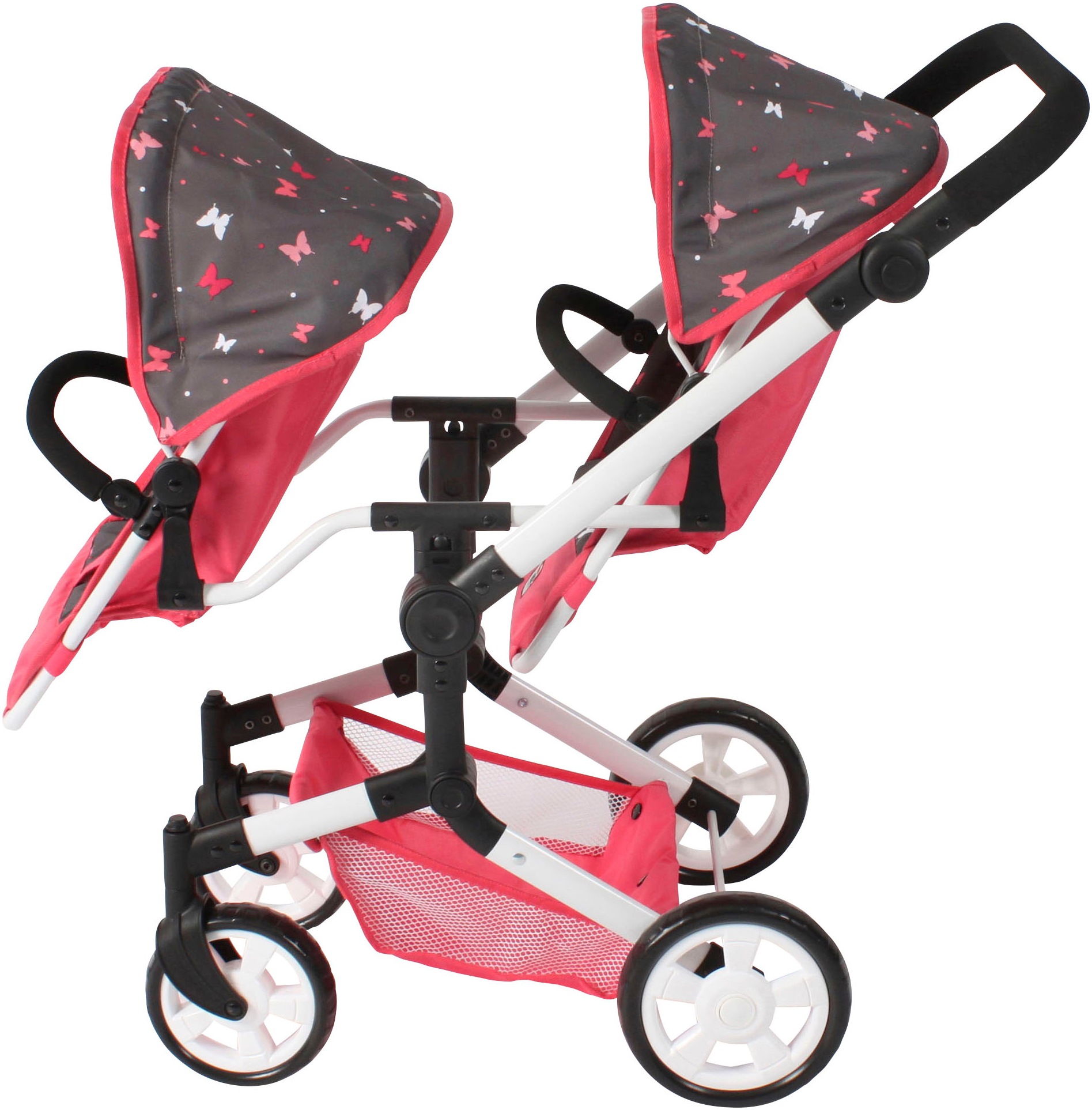 CHIC2000 Puppen-Zwillingsbuggy »Linus Duo, Butterfly«, mit zwei abnehmbaren, bis in Liegeposition verstellbaren Sportsitzen