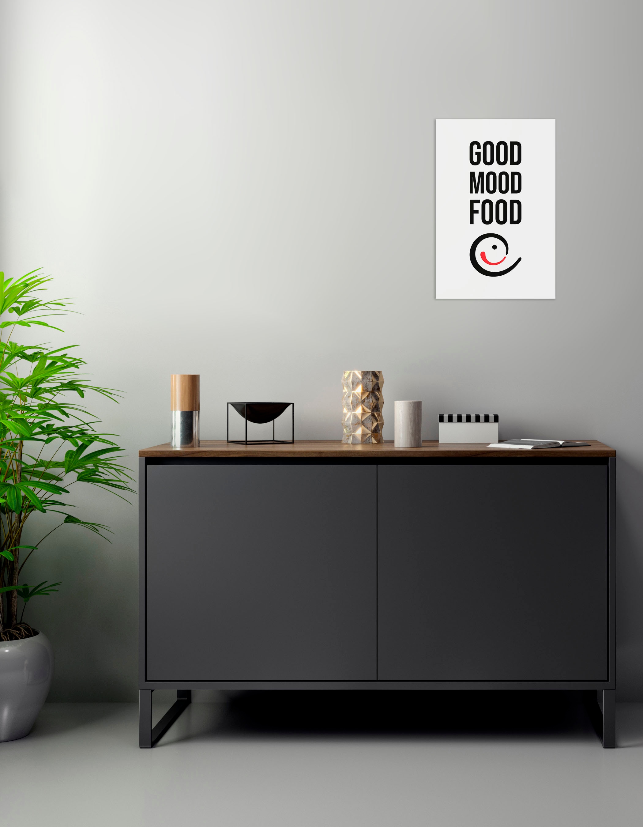 queence Wanddekoobjekt »GOOD MOOD FOOD«, Stahlschild, Blechschild, Spruch, Witzig, Wanddeko, retro, 20x30cm