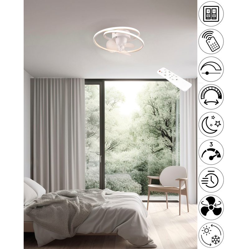 REALITY LEUCHTEN LED Deckenleuchte »UMEA Deckenventilator mit Beleuchtung, Rotor schwenkbar, Fernbedienung« LED-Board 1 Stk. warmweiß - kaltweiß...