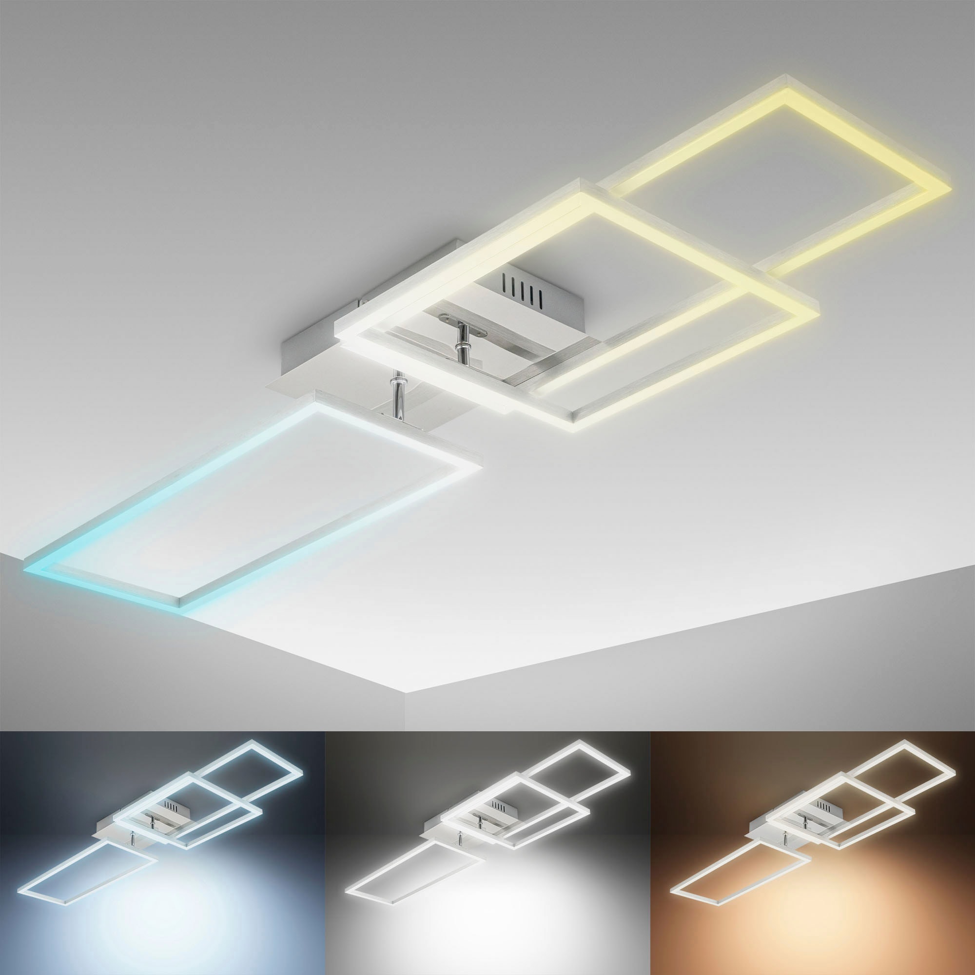 B.K.Licht LED Deckenleuchte mit Fernbedienung in gebürsteter Alu-Optik, LED-Platine  40 Watt, 4.000lm, 3.000 - 6.500K einstellbar, inkl. Nachtlicht, Timer  online kaufen