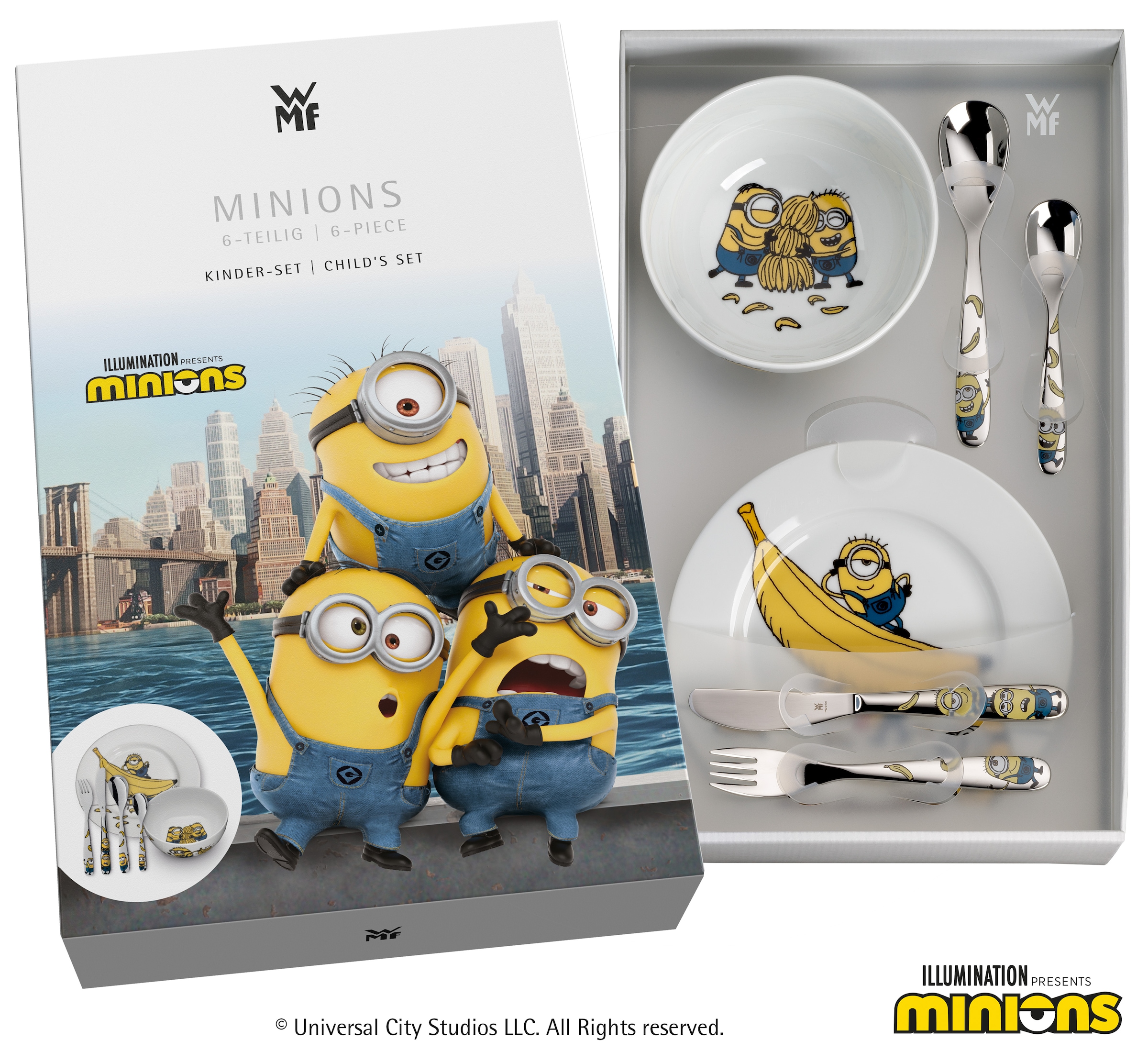 WMF Kindergeschirr-Set »Minions«, (Set, 6 tlg.), ab 3 Jahren, hygienisch, säurefest
