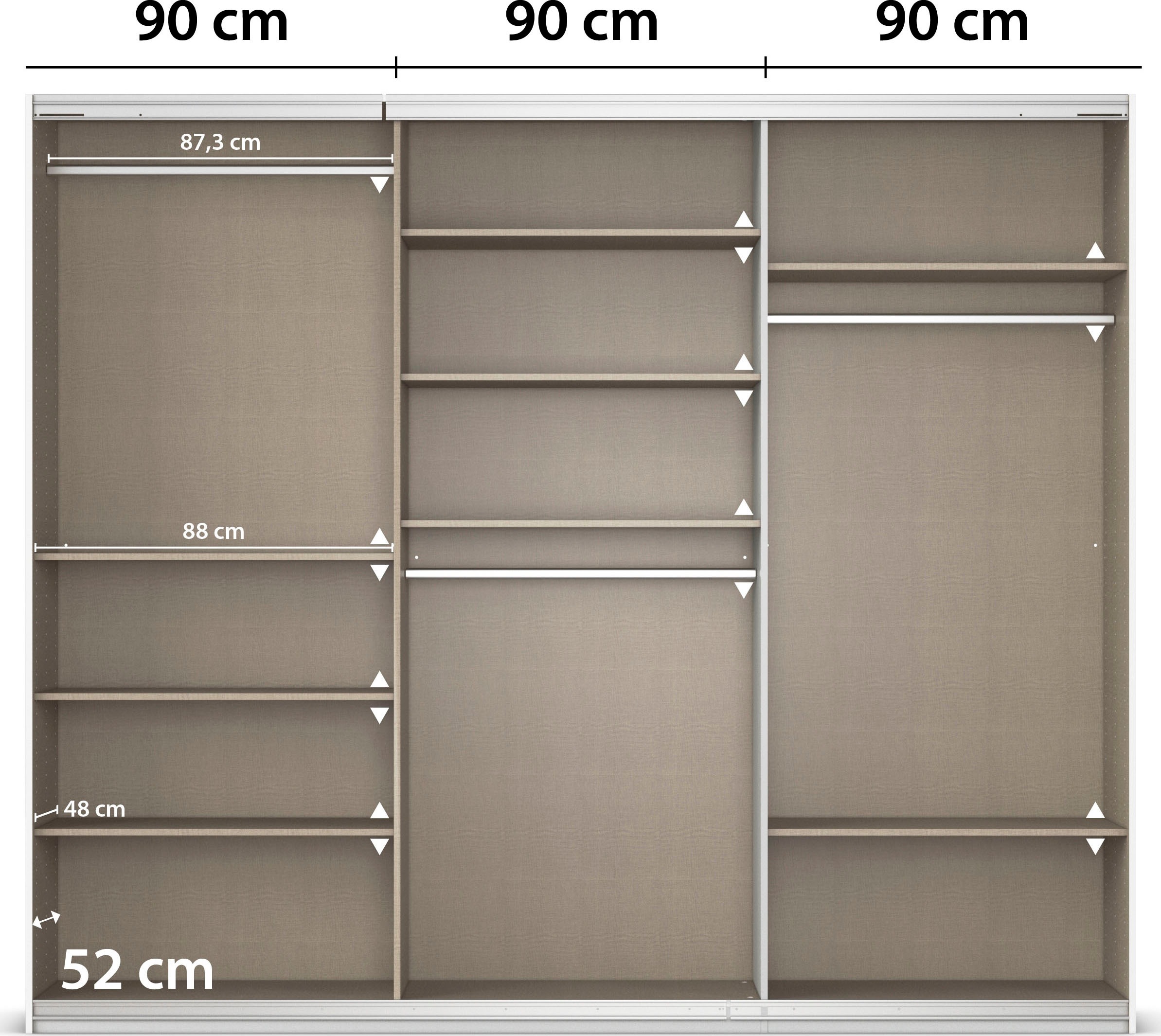 rauch Schwebetürenschrank »Kleiderschrank Schrank Garderobe AGORDO mit Glasfront«, durchdachte Innenausstattung, in 4 Breiten und 2 Höhen MADE IN GERMANY