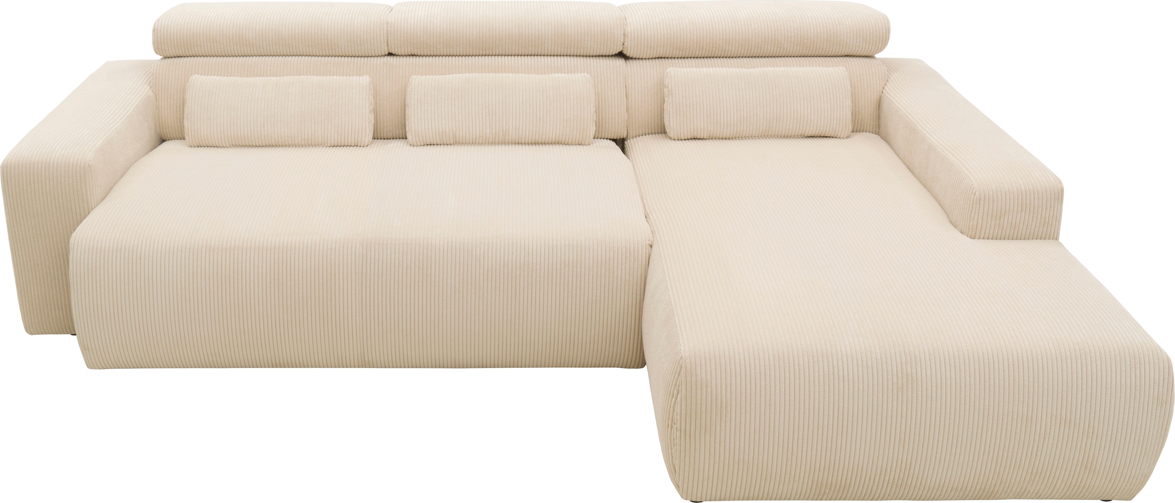 DOMO collection Ecksofa »Brandon B/T/H: 289/177/80 cm, belastbar bis 140kg/ Sitz, auch in Cord«, mit Kopfteilverstellung, wahlweise Sitztiefenverstellung, L-Form