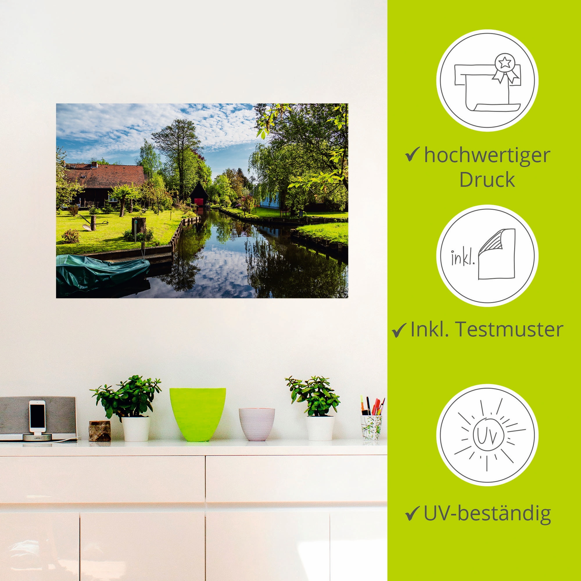 Artland Wandbild »Gebäude im Spreewald in Lehde I«, Gebäude, (1 St.), als Leinwandbild, Wandaufkleber in verschied. Größen
