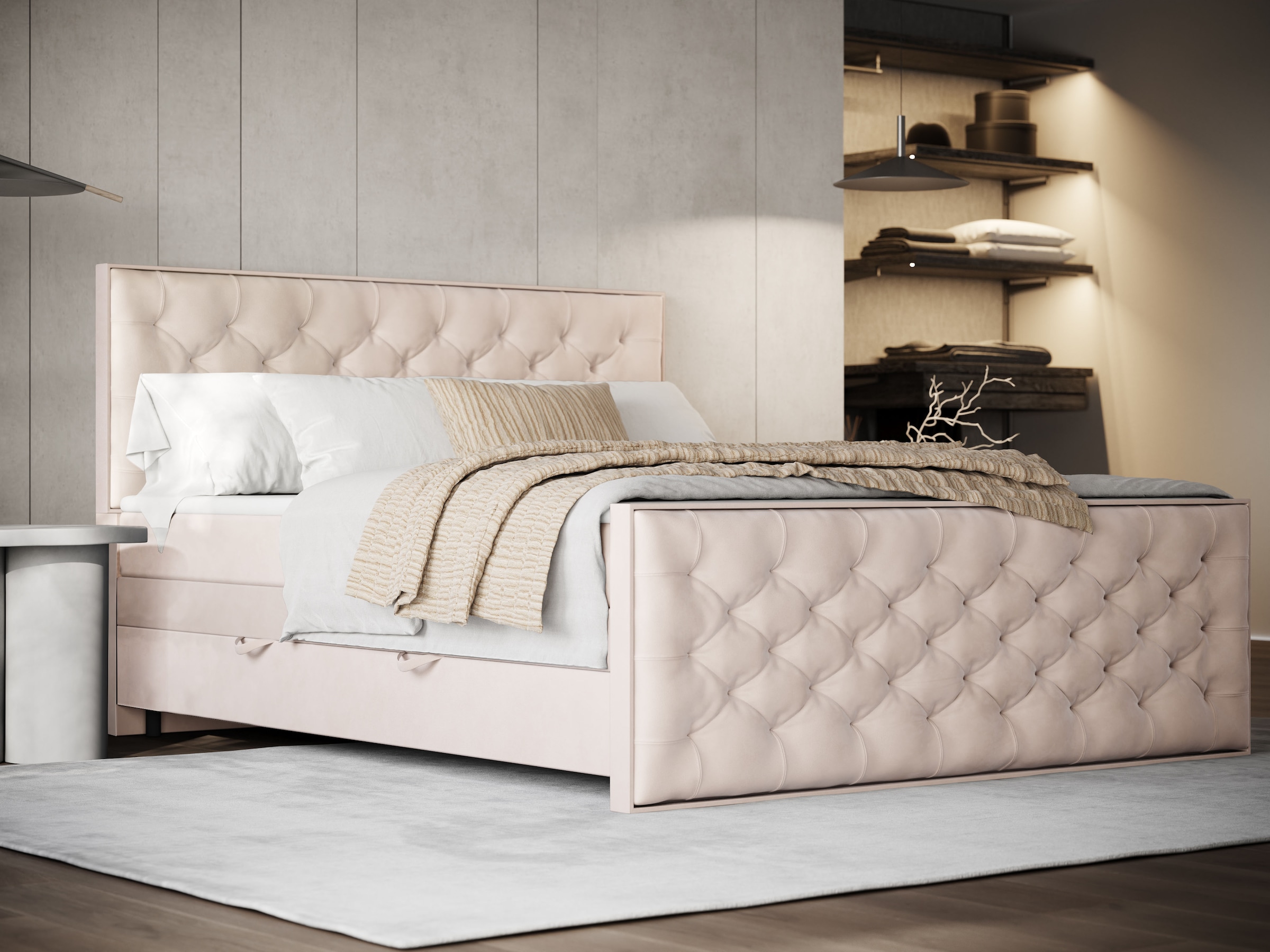 FORTE Boxspringbett »Lanciano Max inkl. zwei Bettkästen und Kaltschaum Topper« und einer 7-Zonen-Tonnentaschenfederkernmatratze H2/H3