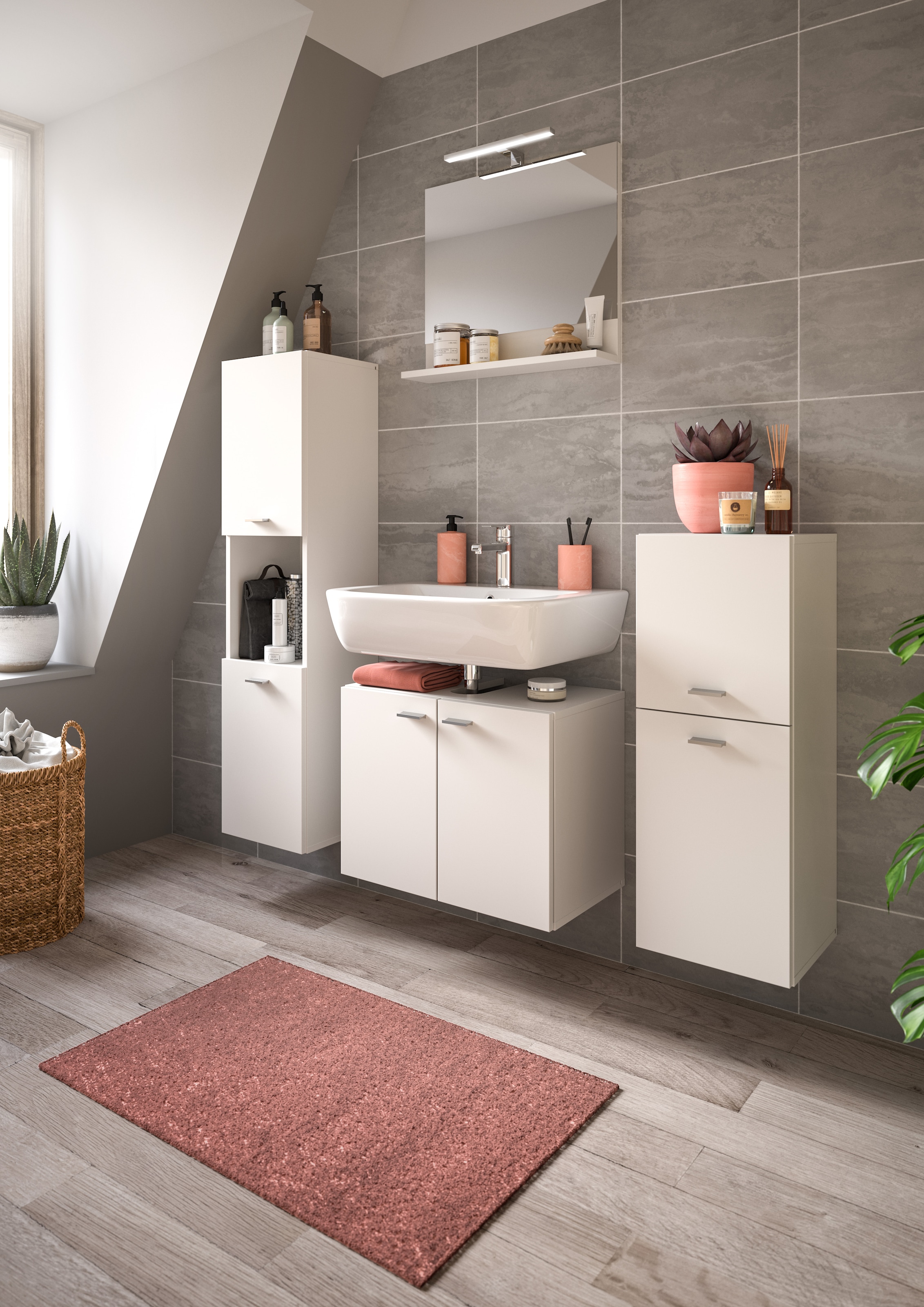 welltime Midischrank »Tampa, Höhe 80cm, hängend oder stehend montierbar«, Badschrank, Bad-Möbel, Badezimmer