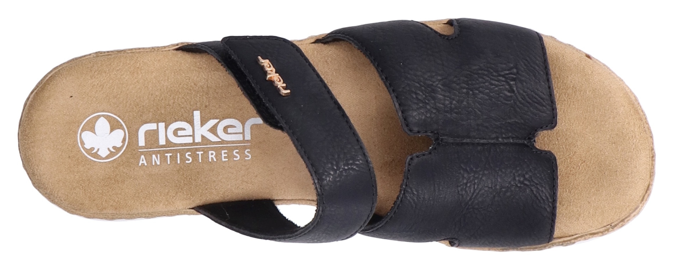 Rieker Pantolette, Sommerschuh, Keilabsatz, Hausschuh, Schlappen mit softer Innensohle