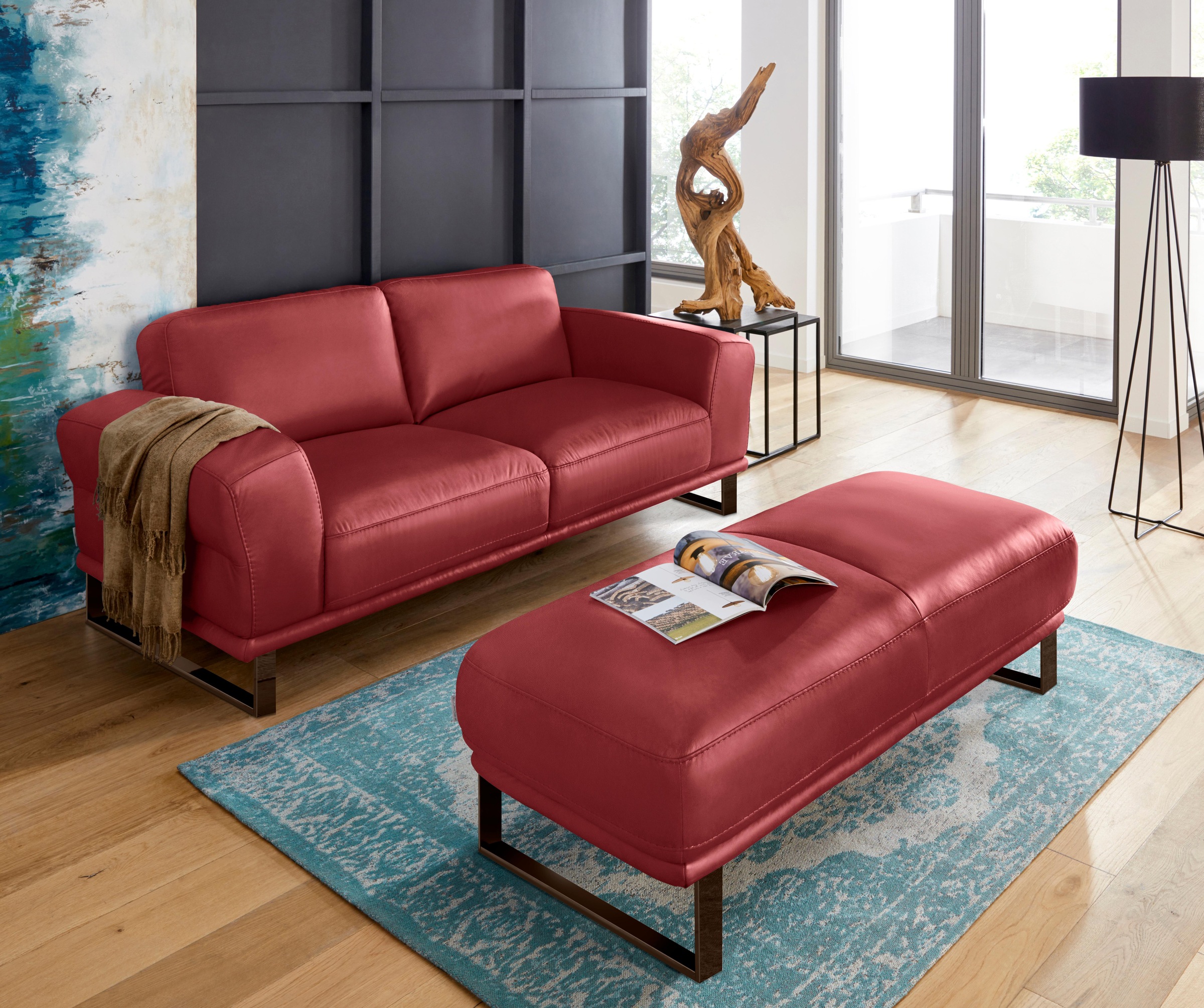 W.SCHILLIG Hocker »montanaa«, mit Metallkufen in Bronze pulverbeschichtet, Breite 141 cm