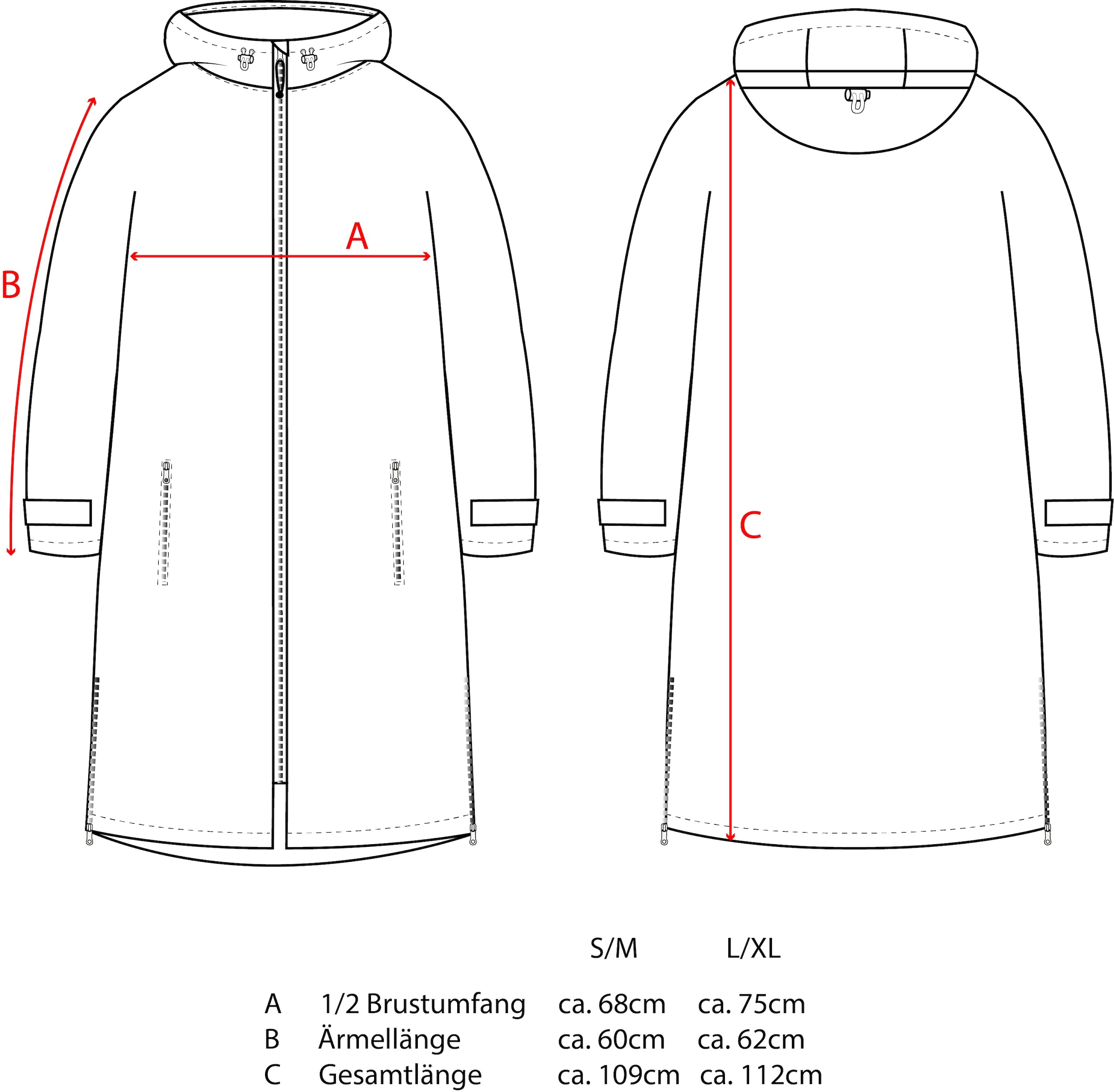 Zwillingsherz Kurzmantel »"Oversize Windjacke ZH"« seitliche Taschen, Kapuze, Reißverschluss, Teddy Futter, Oversized
