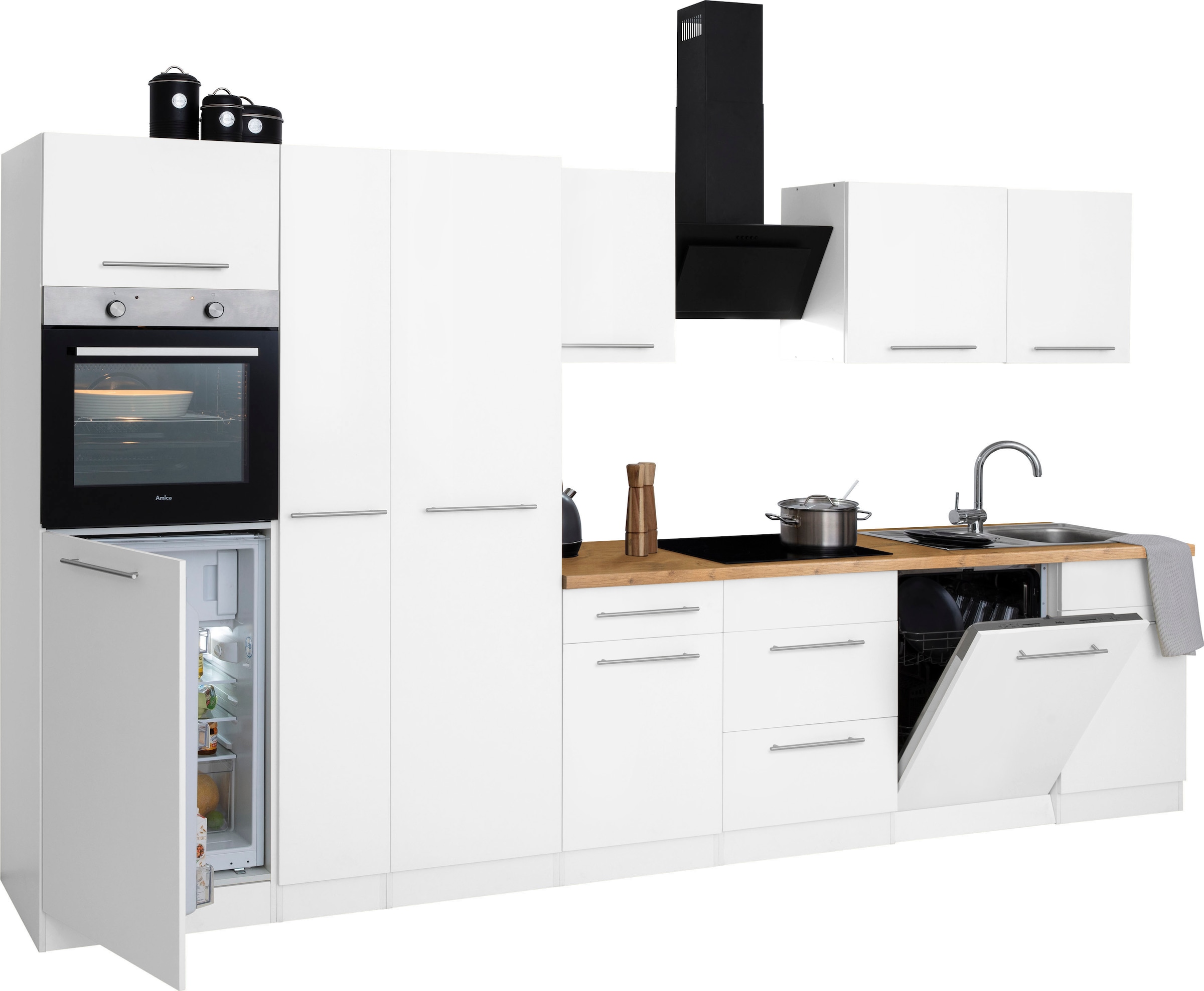 wiho Küchen Küchenzeile »Unna«, mit E-Geräten, Breite 360 cm