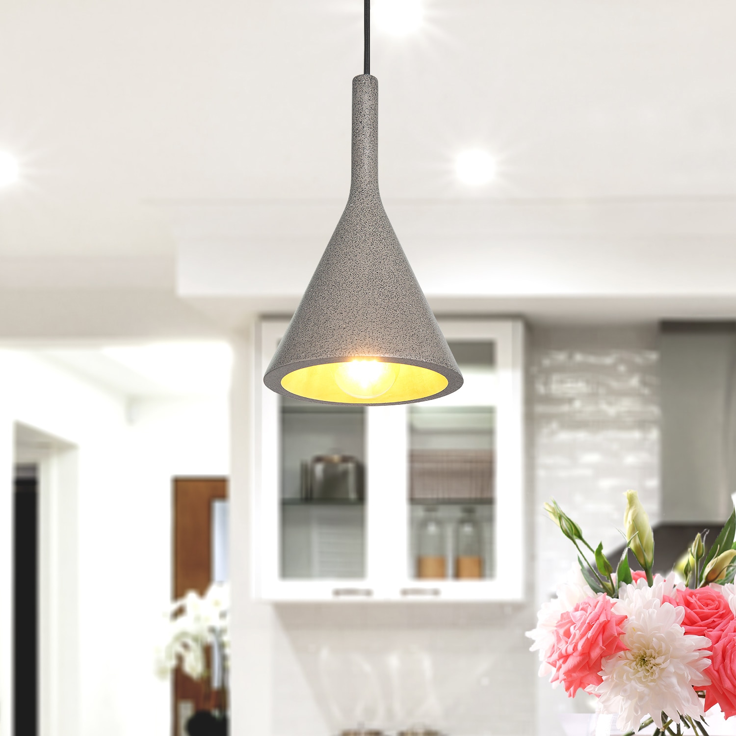Paco Home Pendelleuchte »CLOUCH«, 1 flammig, Leuchtmittel E27 | ohne Leuchtmittel, LED, E27, Lampe Für Wohnzimmer Esszimmer Küche, Höhenverstellbar