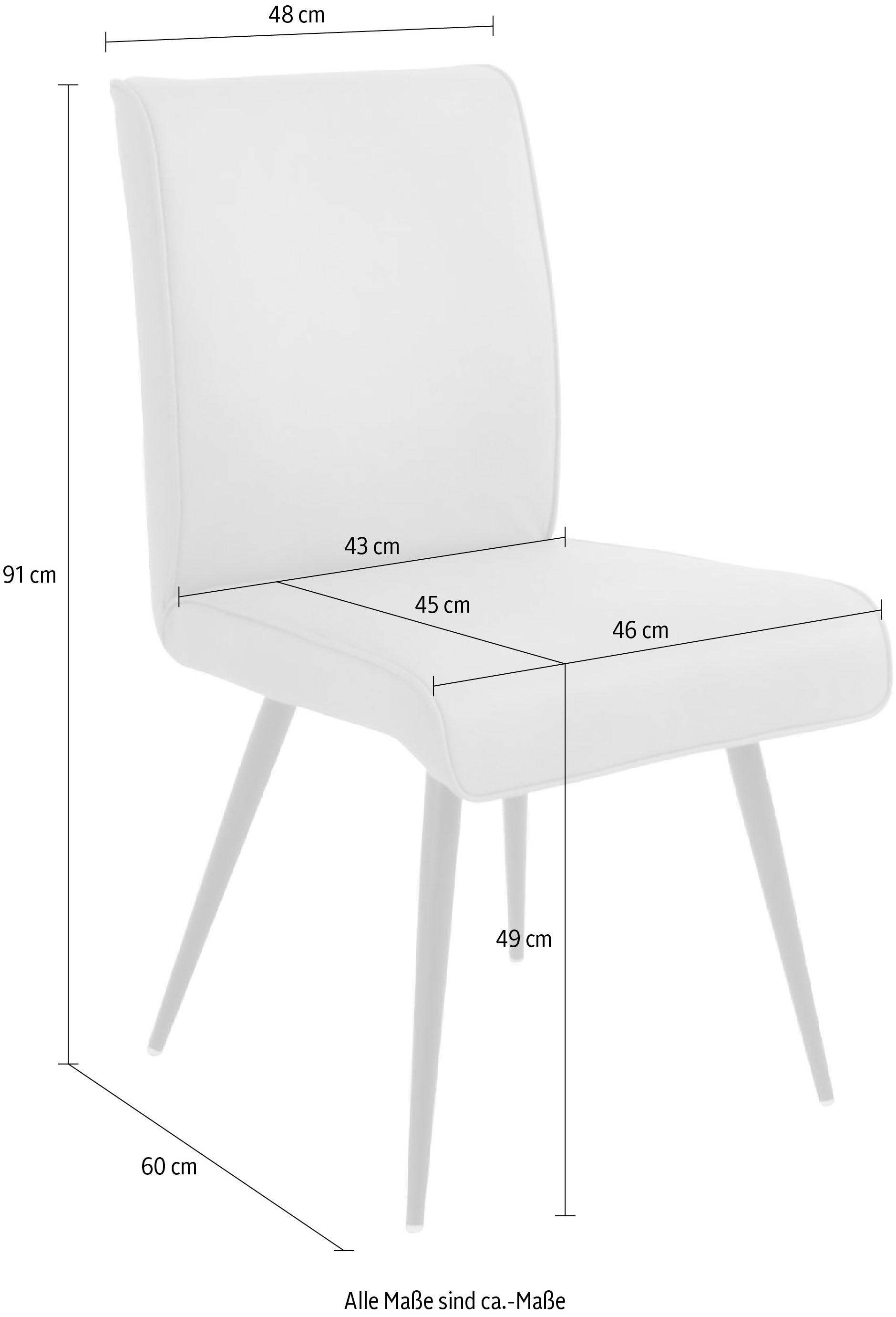 K+W Komfort & Wohnen 4-Fußstuhl »Giacomo I«, 1 St., Leder CLOUD, 4- Fußstuhl mit umlaufenden 4mm Keder am Rücken und Sitz, Metallfüße