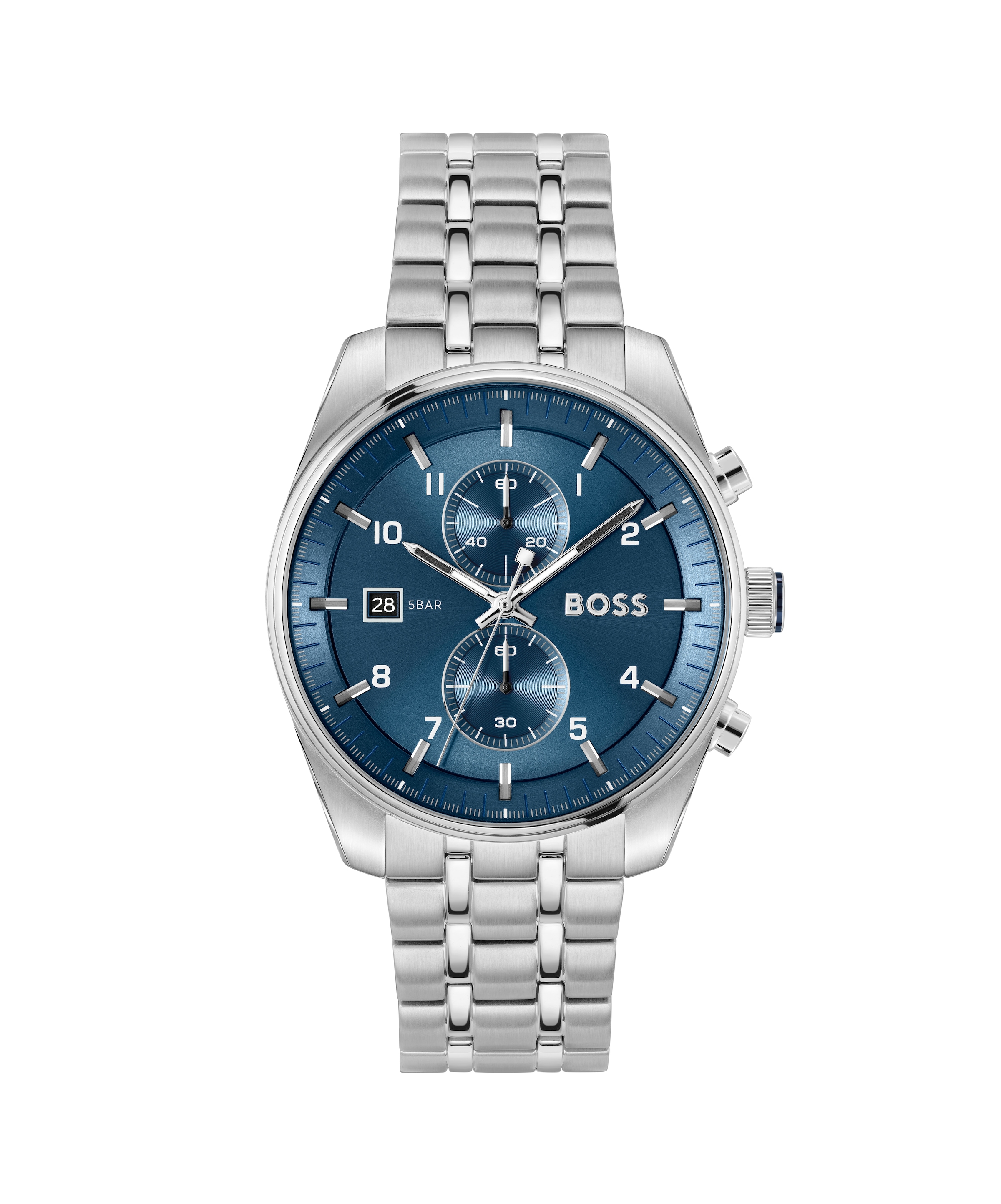 BOSS Chronograph »SKYTRAVELLER« Quarzuhr, Armbanduhr, Herrenuhr, Edelstahlarmband, analog, Tag
