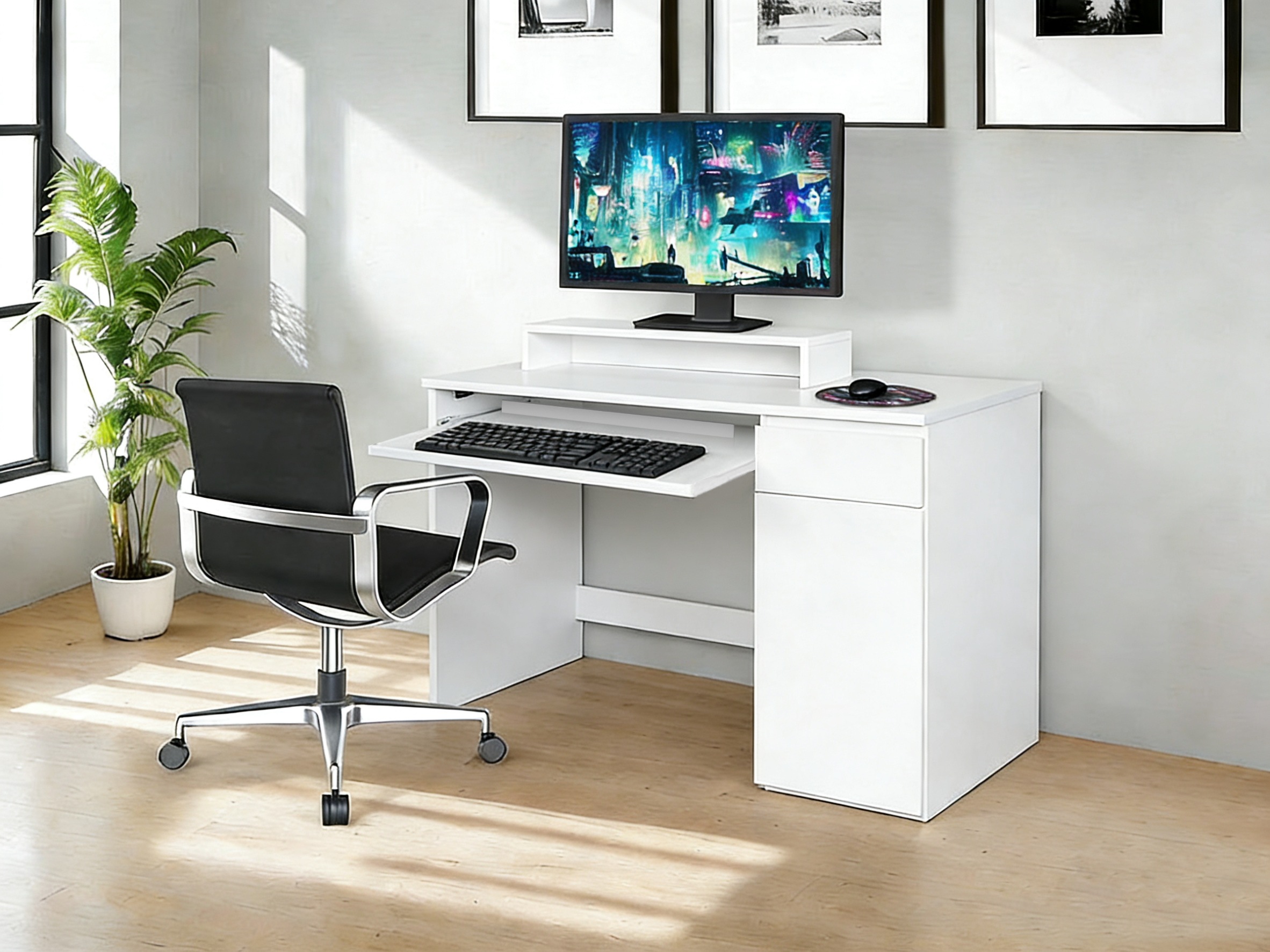 OTTO home Schreibtisch »MATTEO-SRT« mit Tastaturauszug, Monitoraufsatz und reichlich Stauraum