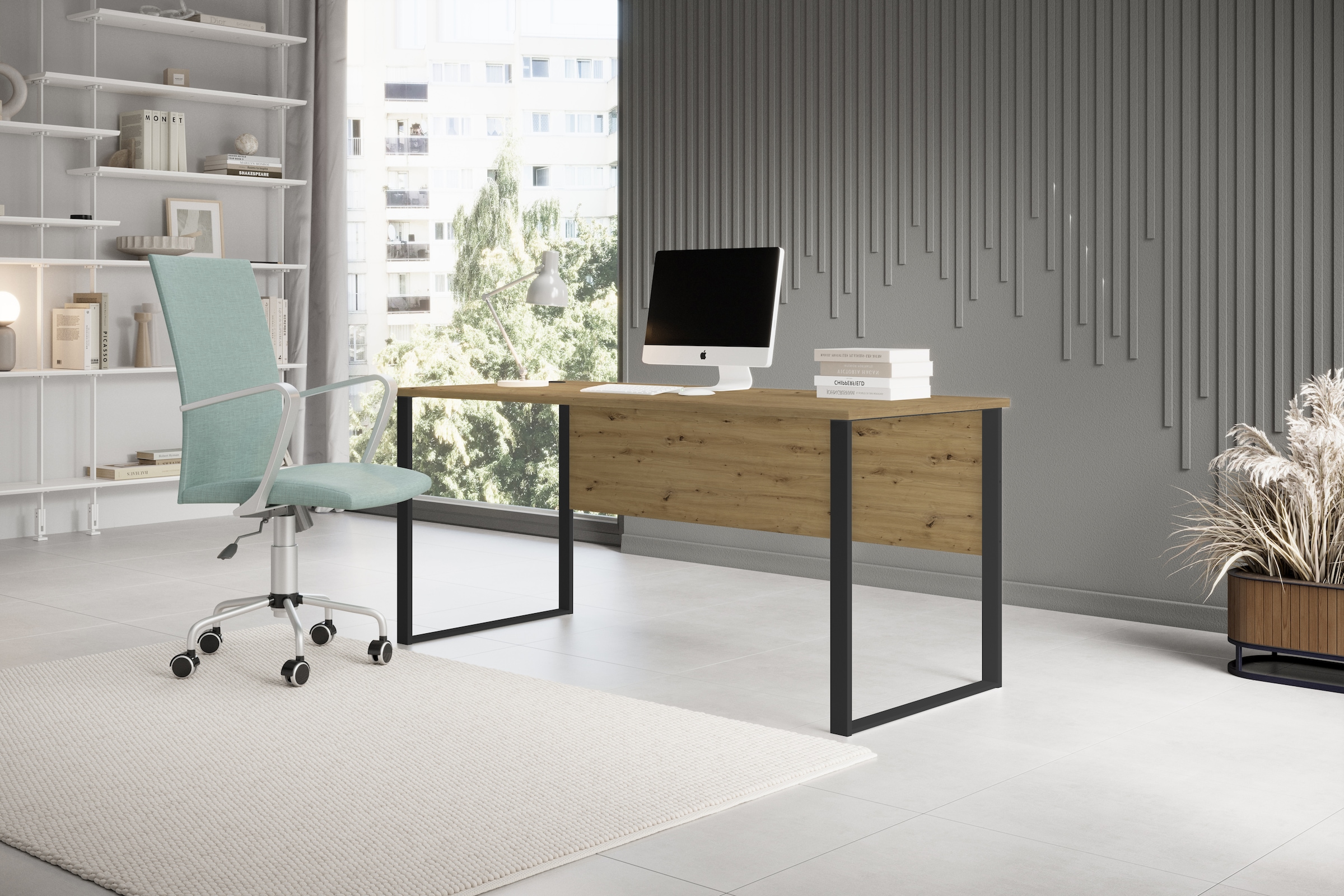 BEGA OFFICE Schreibtisch »Amanda«, (1 St.), Kabeldurchlass, Metallkufen, Br günstig online kaufen