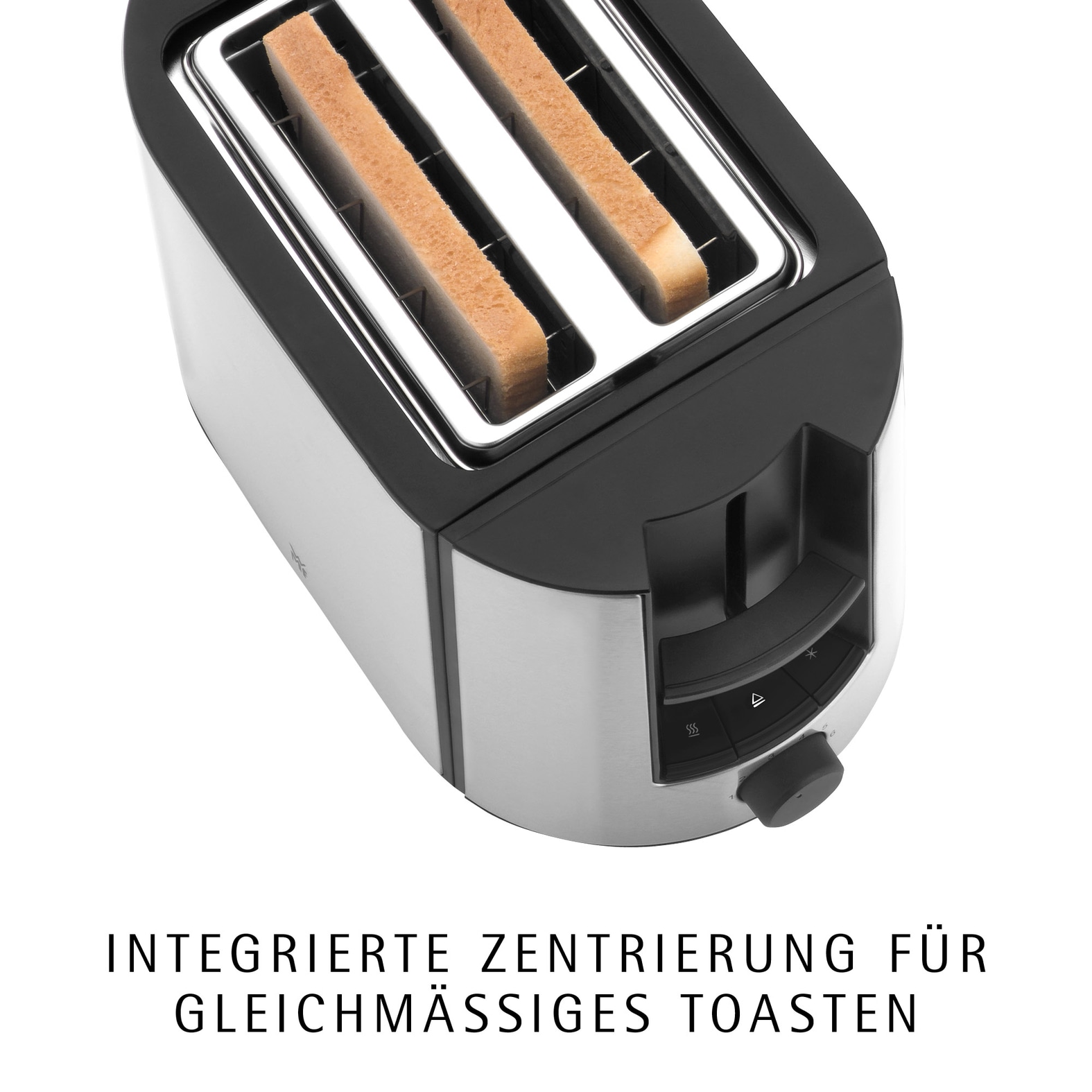 WMF Toaster »Bueno Pro, 2-Scheiben-Toaster mit integriertem Brötchenaufsatz« 2 kurze Schlitze für 2 Scheiben 870 W 6 Bräunungsstufen, Brotzentrierung, Krümelschublade, Cromargan Gehäuse