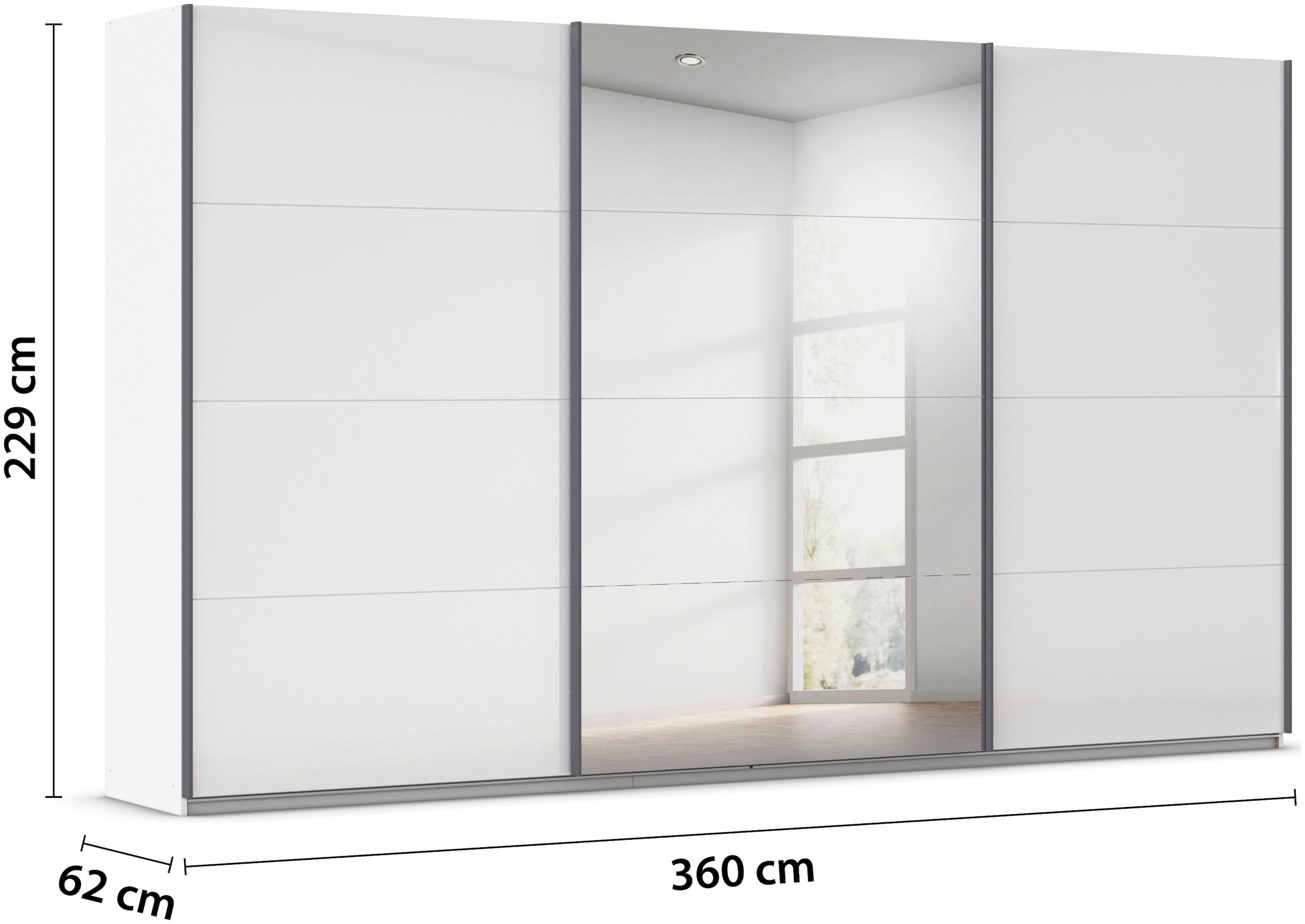 rauch Schwebetürenschrank »Kleiderschrank Schrank Garderobe AGORDO«, (in zwei Griff-Farben), Top Innenausstattung, in 4 Breiten und 2 Höhen MADE IN GERMANY