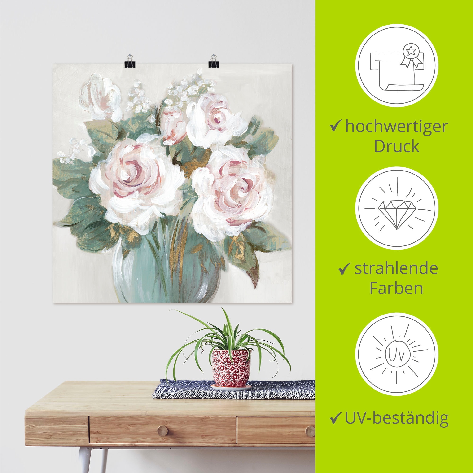 Artland Wandbild »Goldener Blumenstrauß«, Blumenbilder, (1 St.), als Alubild, Outdoorbild, Leinwandbild, Poster in verschied. Größen