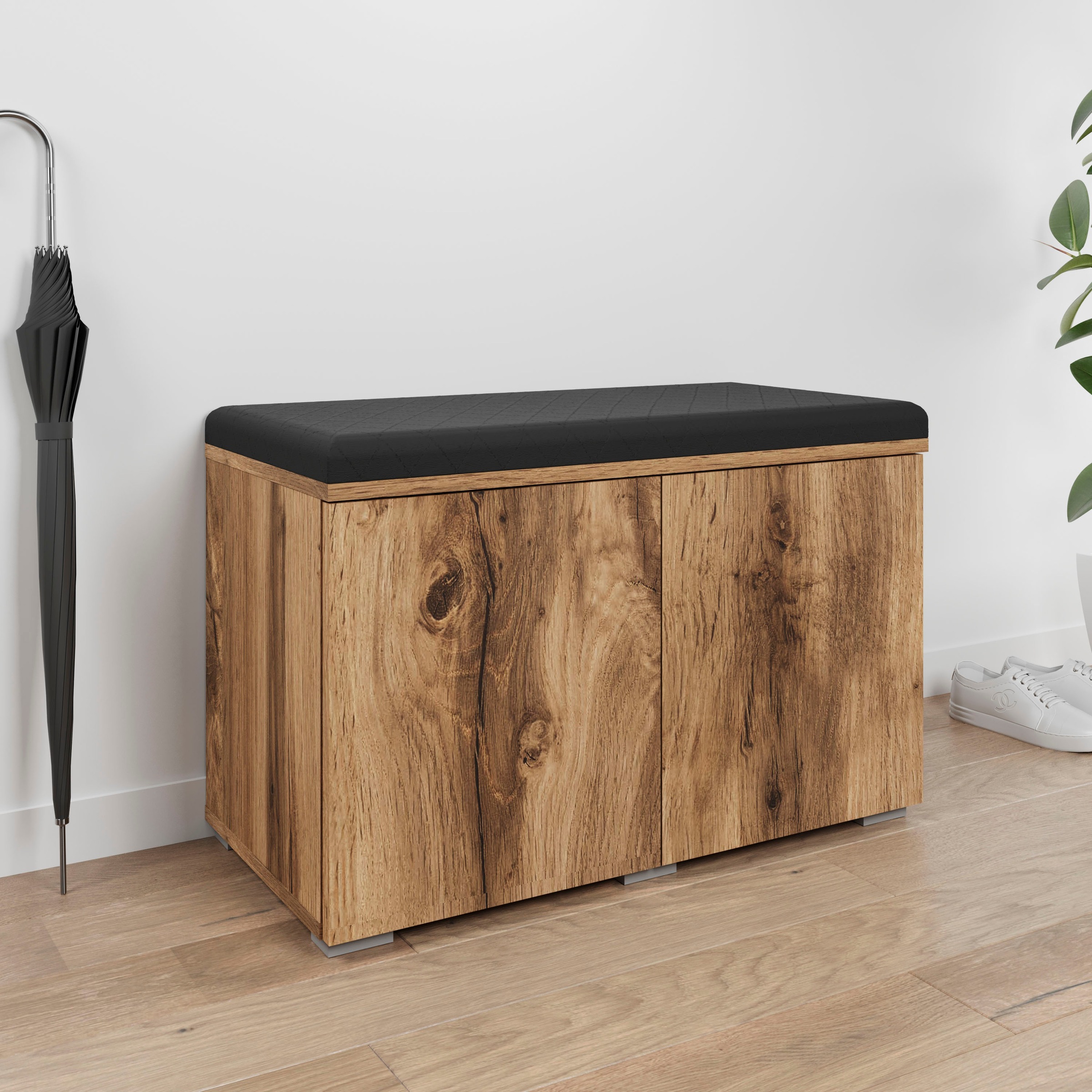 OTTO home Sitzbank »Paris« inkl. Sitzkissen, moderne Truhenbank B/T/H 70x35x45, Flurbank mit Sitz aus Kunstleder braun