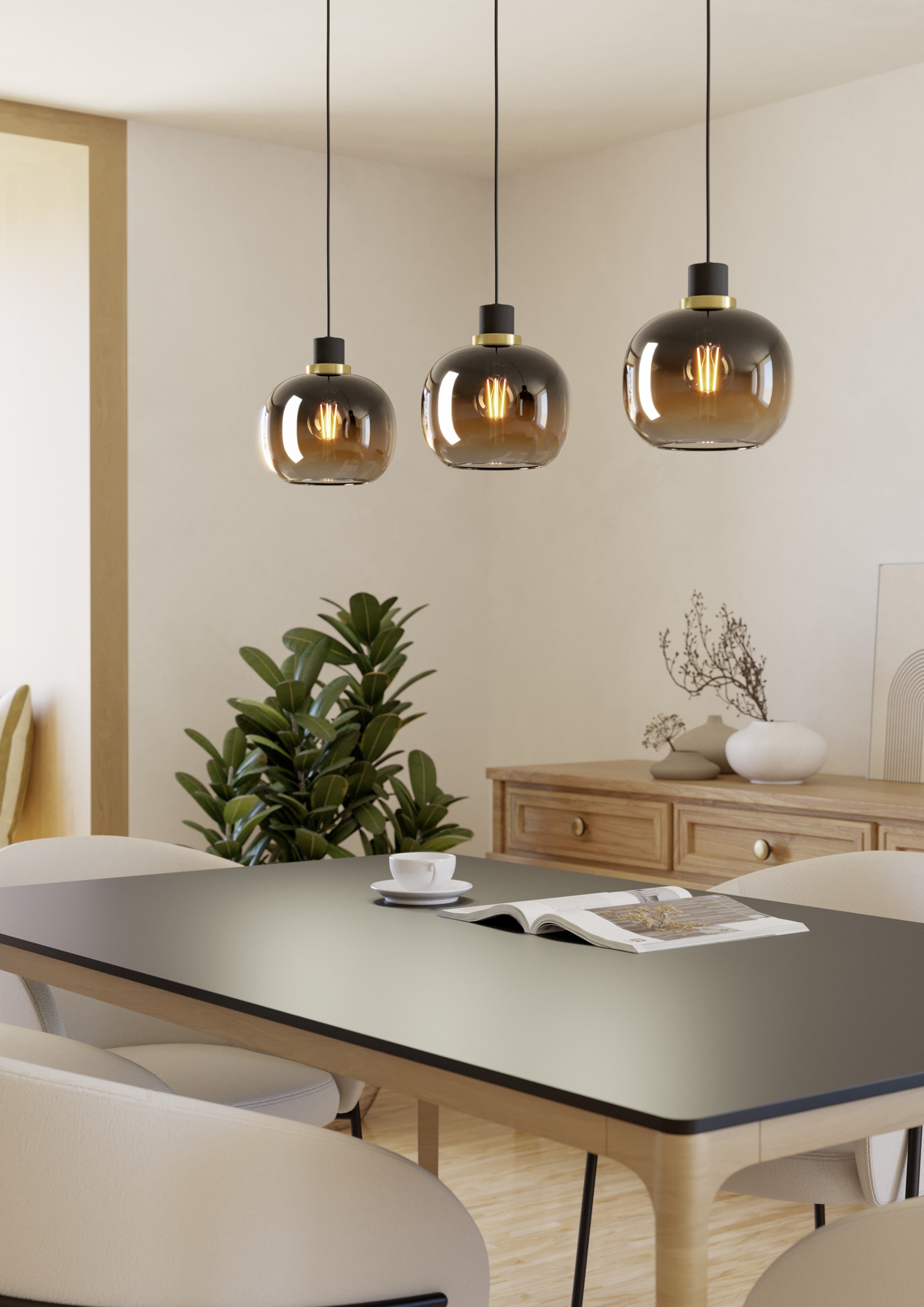 EGLO Hängeleuchte »OILELLA Pendellampe - Stahl - E27 - 3X40W - IP20« E27 1 günstig online kaufen