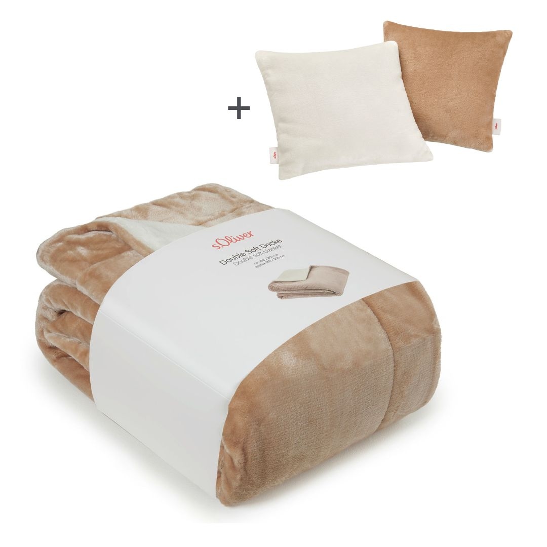 s.Oliver Wohndecke »Doublesoft, Kuscheldecke, Deal, Kissen geschenkt!«, Kus günstig online kaufen