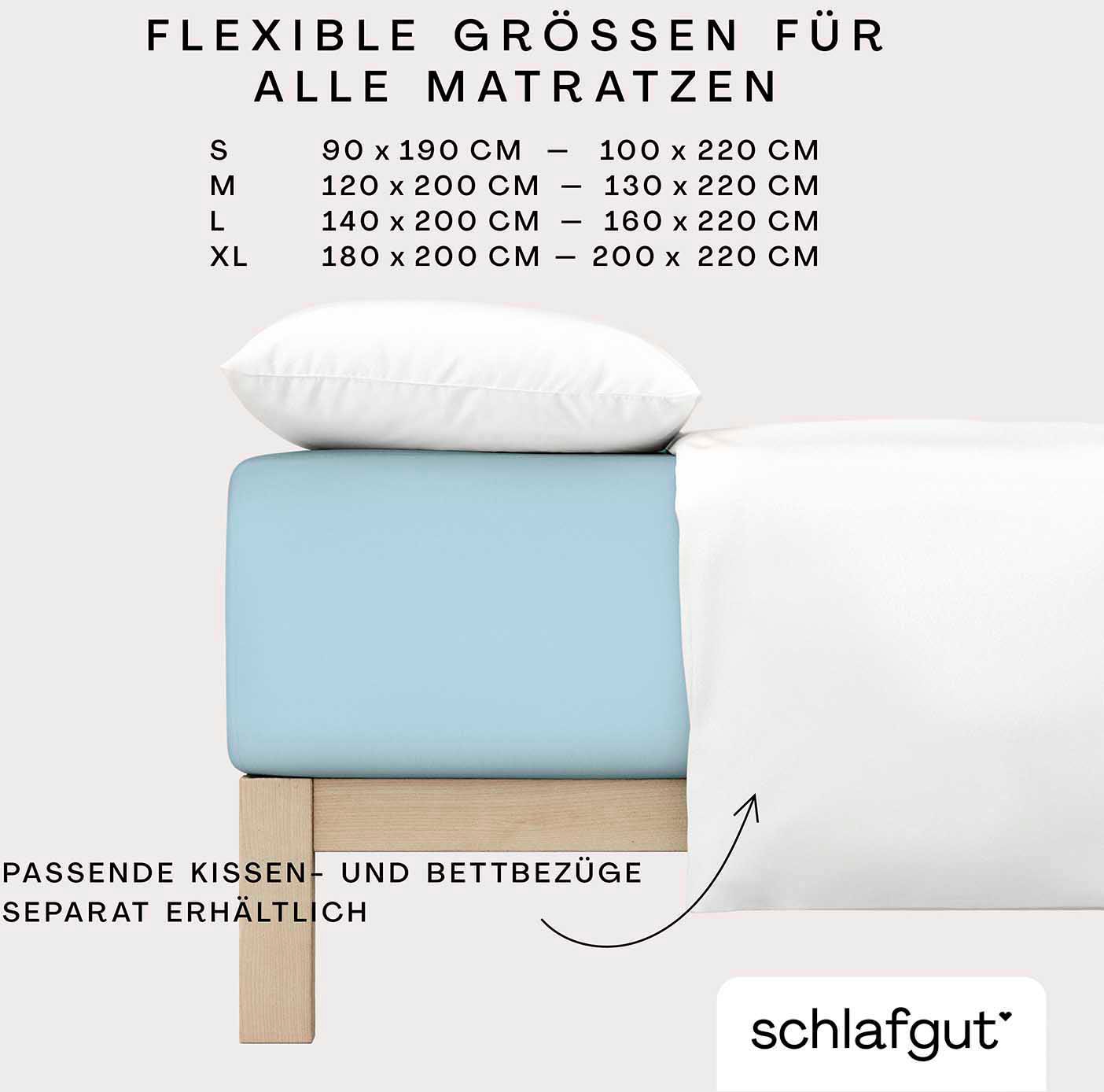 Schlafgut Spannbettlaken »PURE BOXSPRING in Gr. 90x200, 140x200 oder 180x200, für Boxspringbett«, aus Bio-Baumwolle, für Matratzen bis 40 cm Höhe, Bettlaken