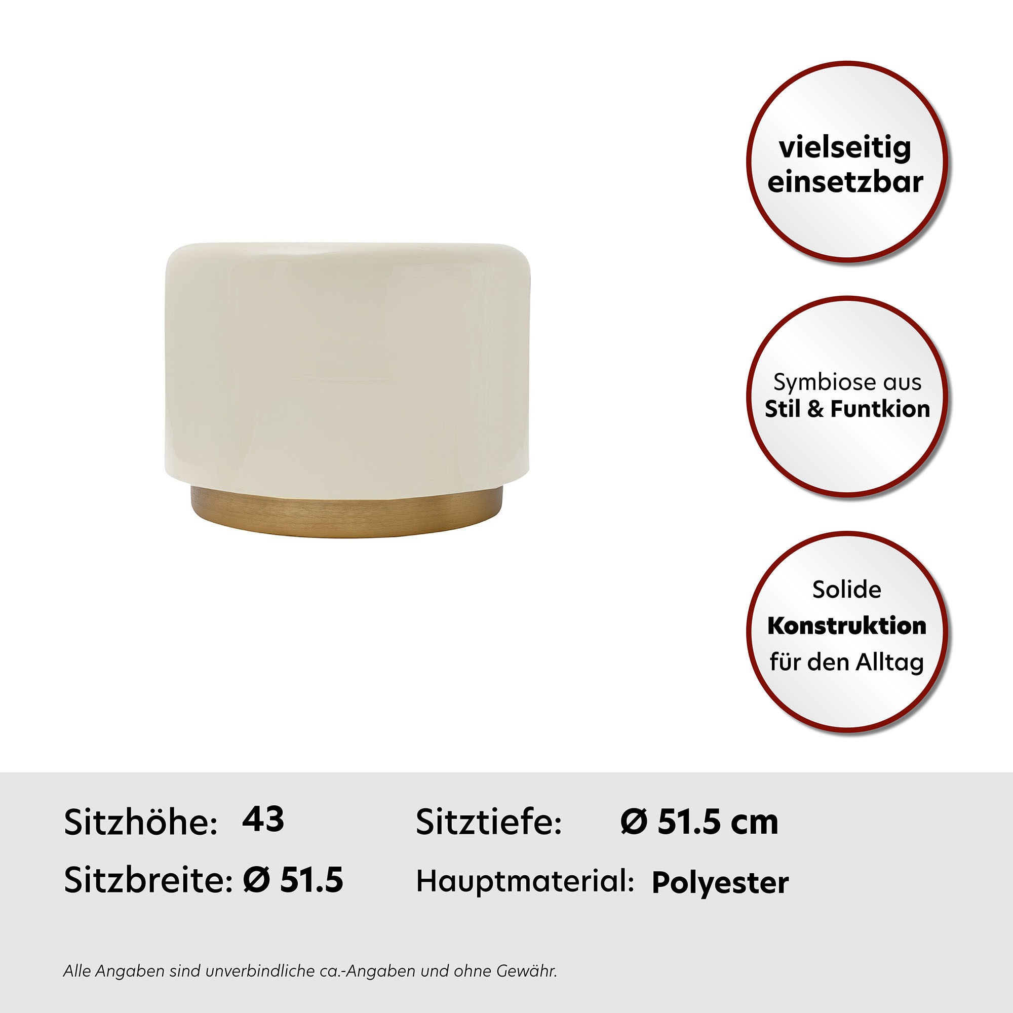 Kayoom Sitzhocker »Hocker Artisse, Edler Touch durch goldenen Sockel«, (1 St.), stilvoll, farbig lackiert, dekorativ, Moderner Look