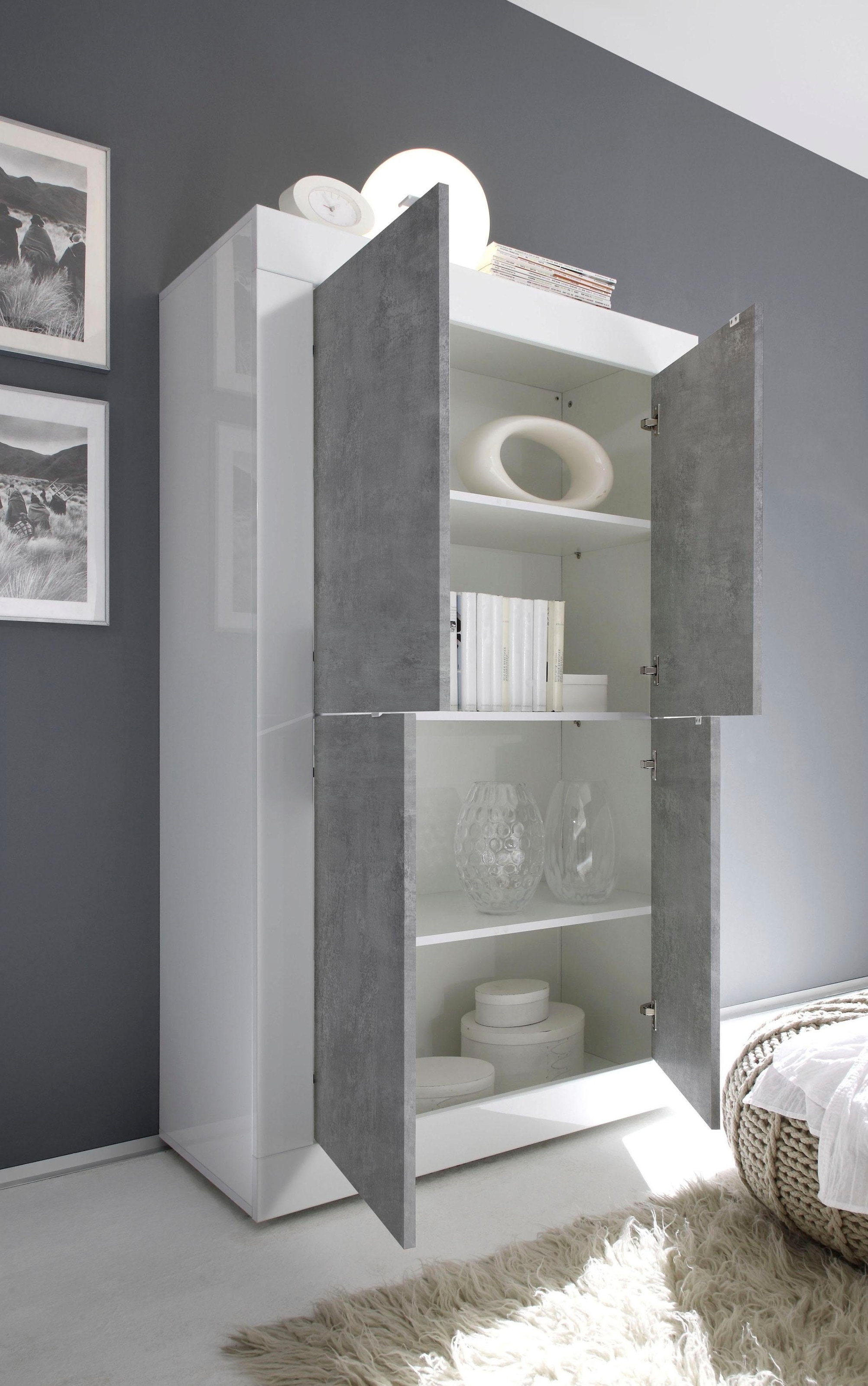 INOSIGN Highboard »Basic Höhe 162 cm, Breite 102 cm, Kommode 4 Türen, Hochkommode«, Metallgriff, moderne Rahmenoptik, viel Stauraum, Farbauswahl