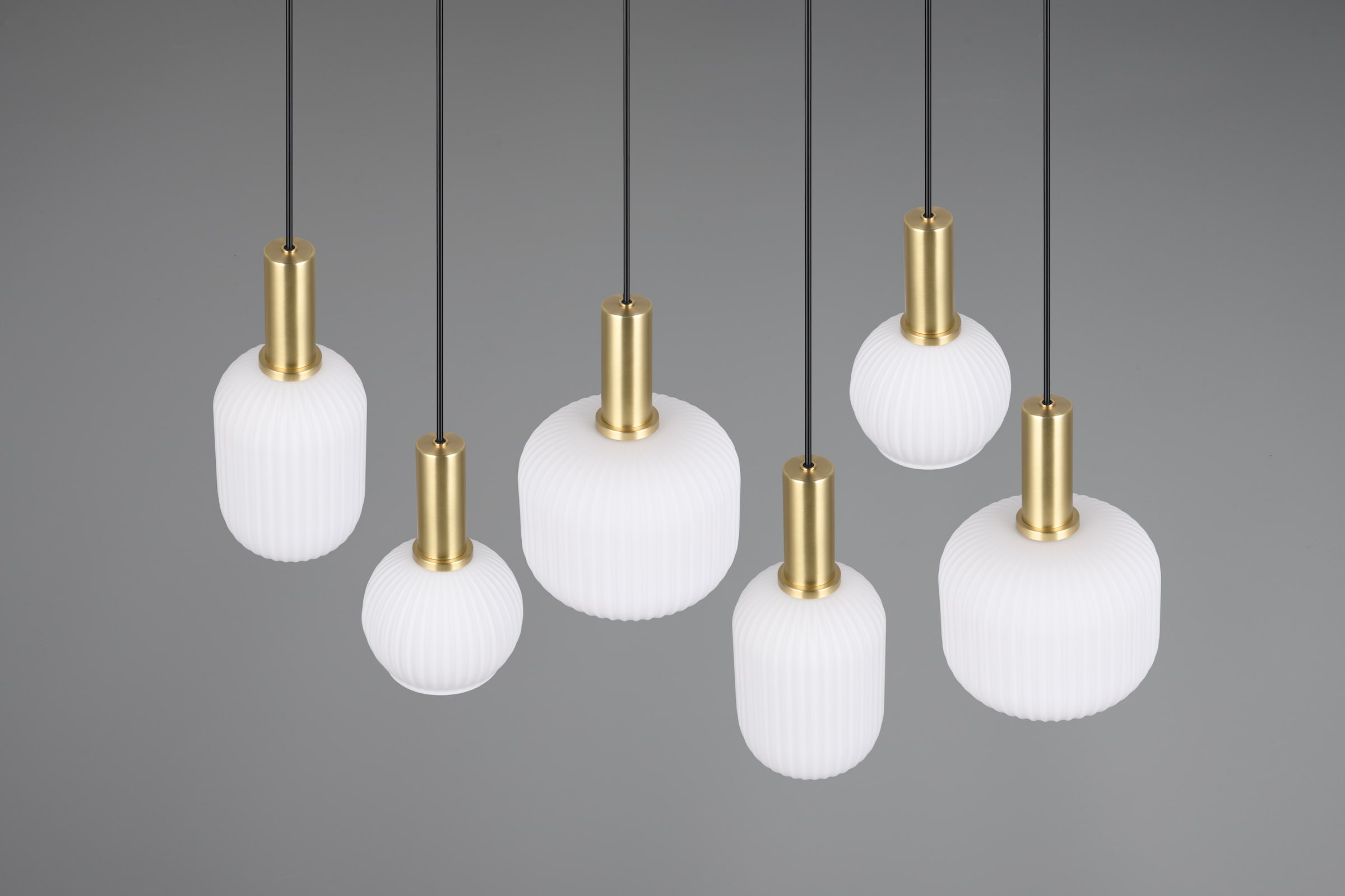 TRIO Leuchten Pendelleuchte »DIVA, E27 Hängelampe 6-flammig mit Glasschirm, exkl 6xE27 max 10W«, 6 flammig, Leuchtmittel E27 | Leuchtmittel wechselbar, höhenverstellbar bis max 150cm Hängeleuchte 92x 35 cm Wohnzimmer Küche