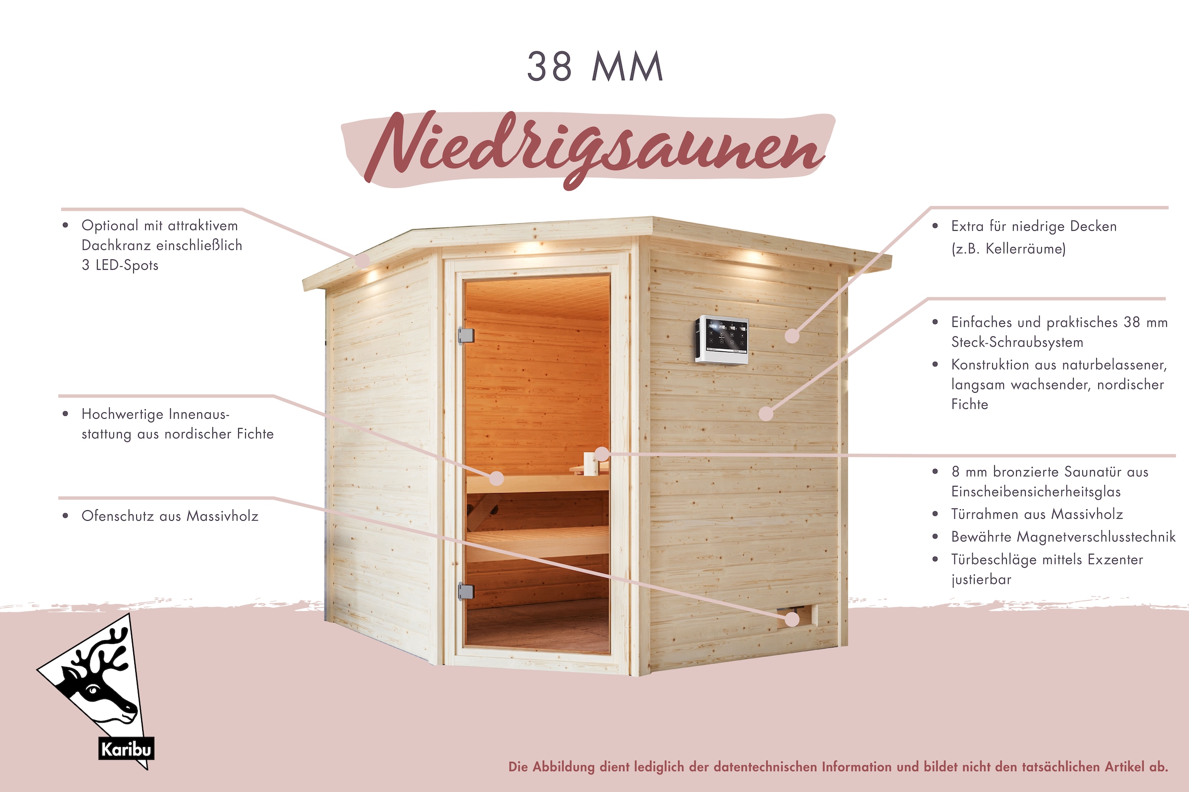 welltime Sauna »Ricky«, mit bronzierter Ganzglastür, für bis zu 3 Personen