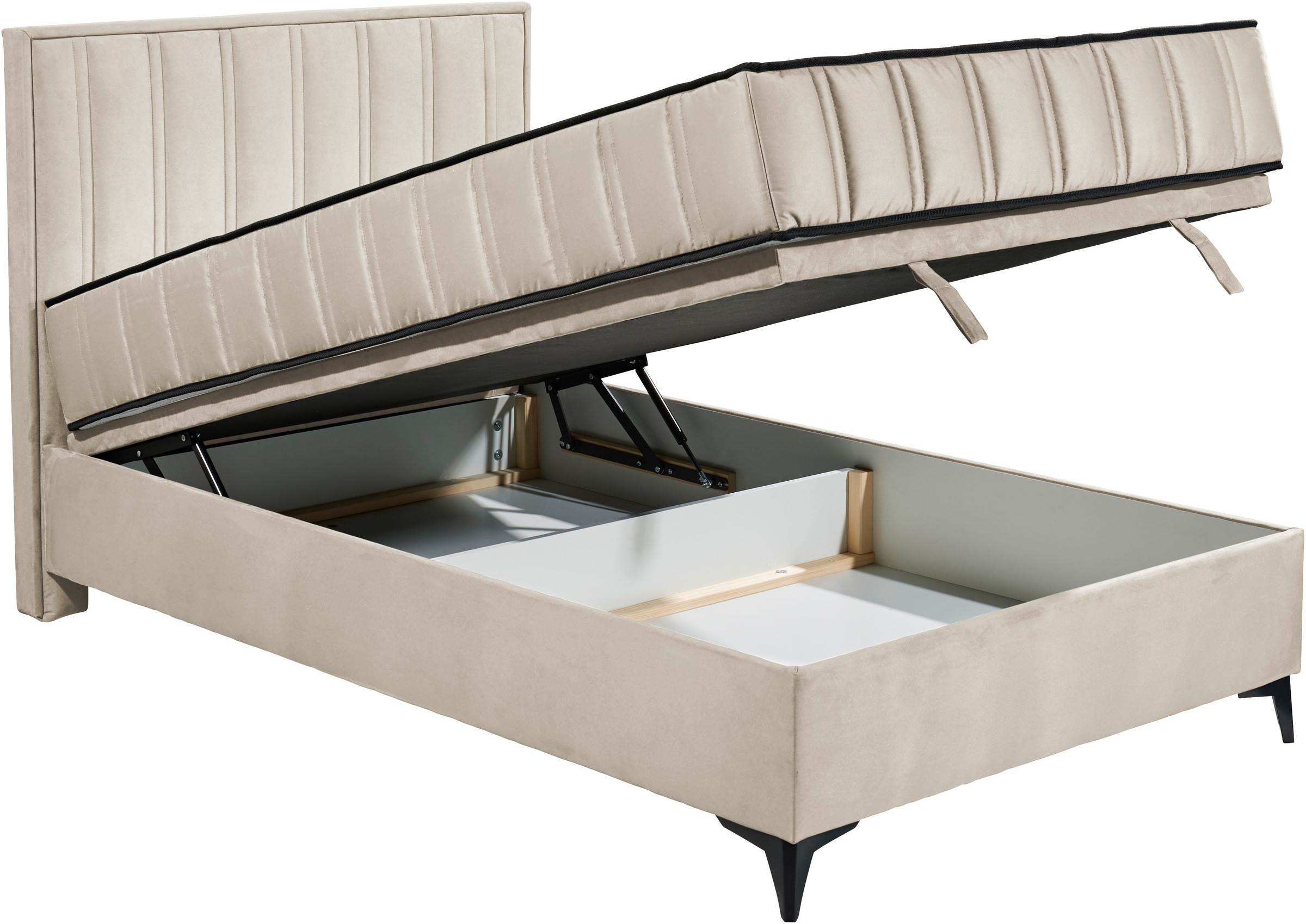 ED EXCITING DESIGN Boxbett »Monroe inkl. Bettkasten, erhältlich in den Breiten 120cm & 140cm« Duo-Matratze - feste Seite mit Kokosmatte