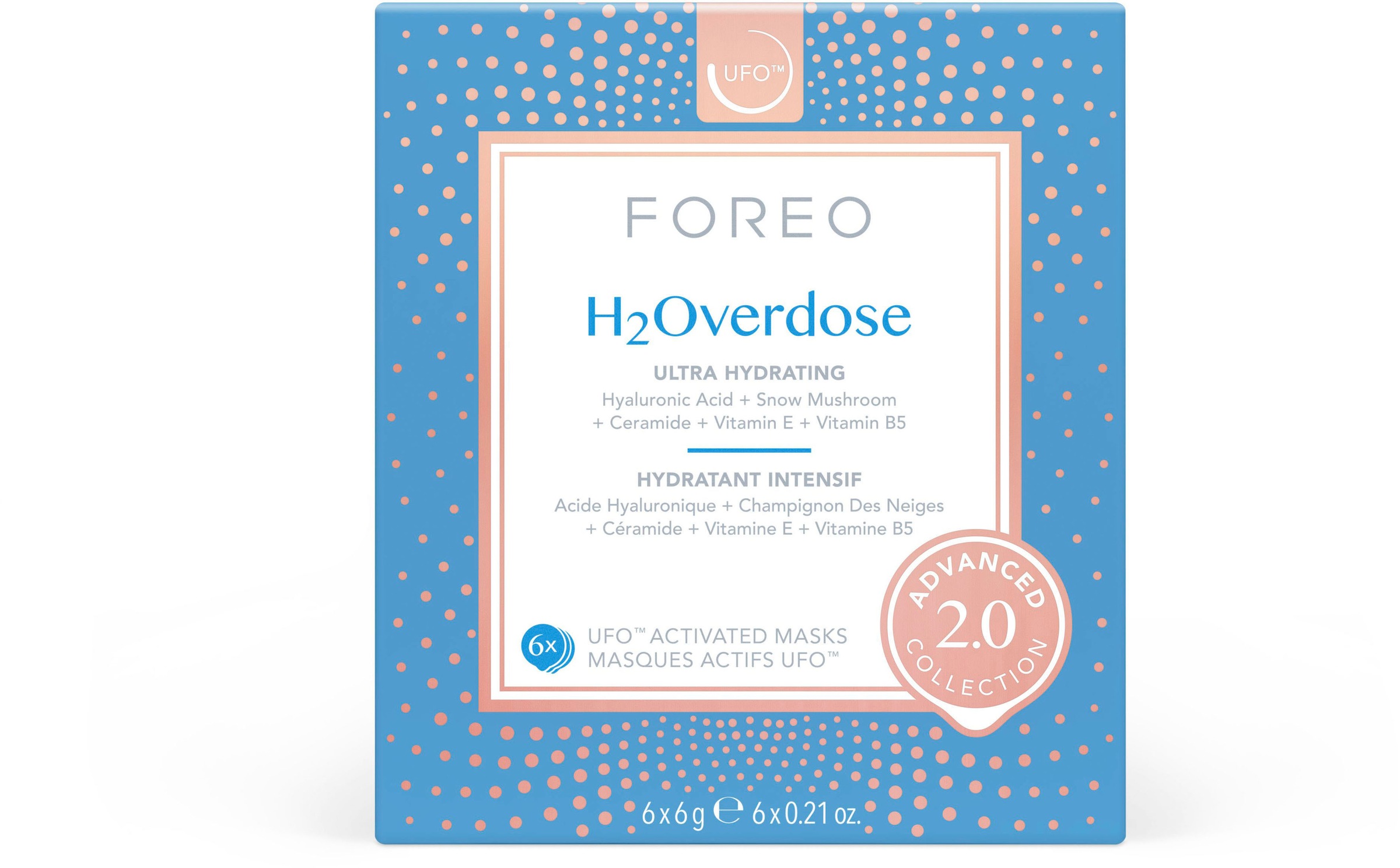 FOREO Gesichtsmaske »UFO™ Mask H2Overdose 2.0«, (Packung, 6 tlg.), komptibel mit UFO™ & UFO™ mini