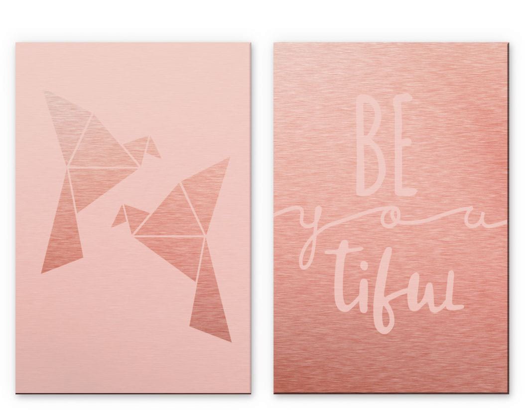 Wall-Art Mehrteilige Bilder »Origami Vogel Be you tiful«, (Set, 2 St.), Met günstig online kaufen