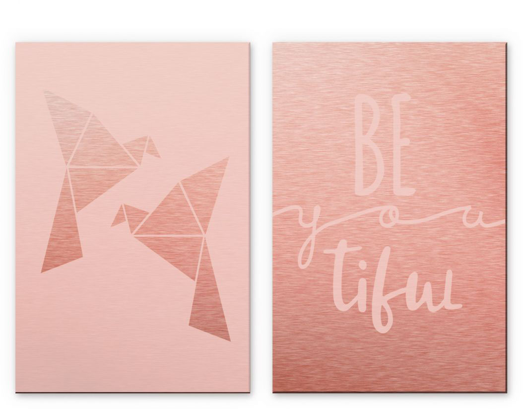 Mehrteilige Bilder »Origami Vogel Be you tiful«, (Set, 2 St.)