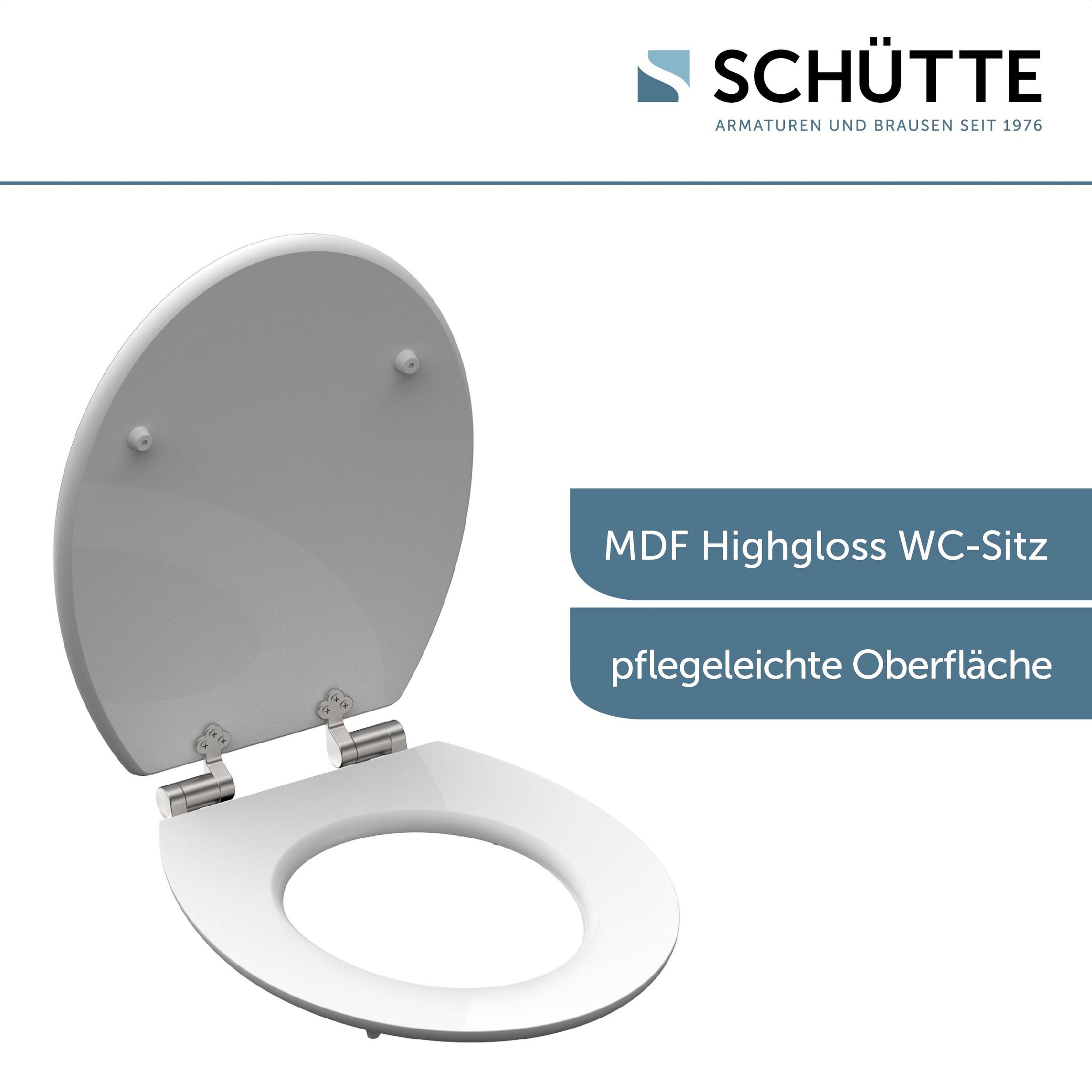 Schütte WC-Sitz »Grey Steel«, High Gloss mit MDF Holzkern, mit Absenkautomatik