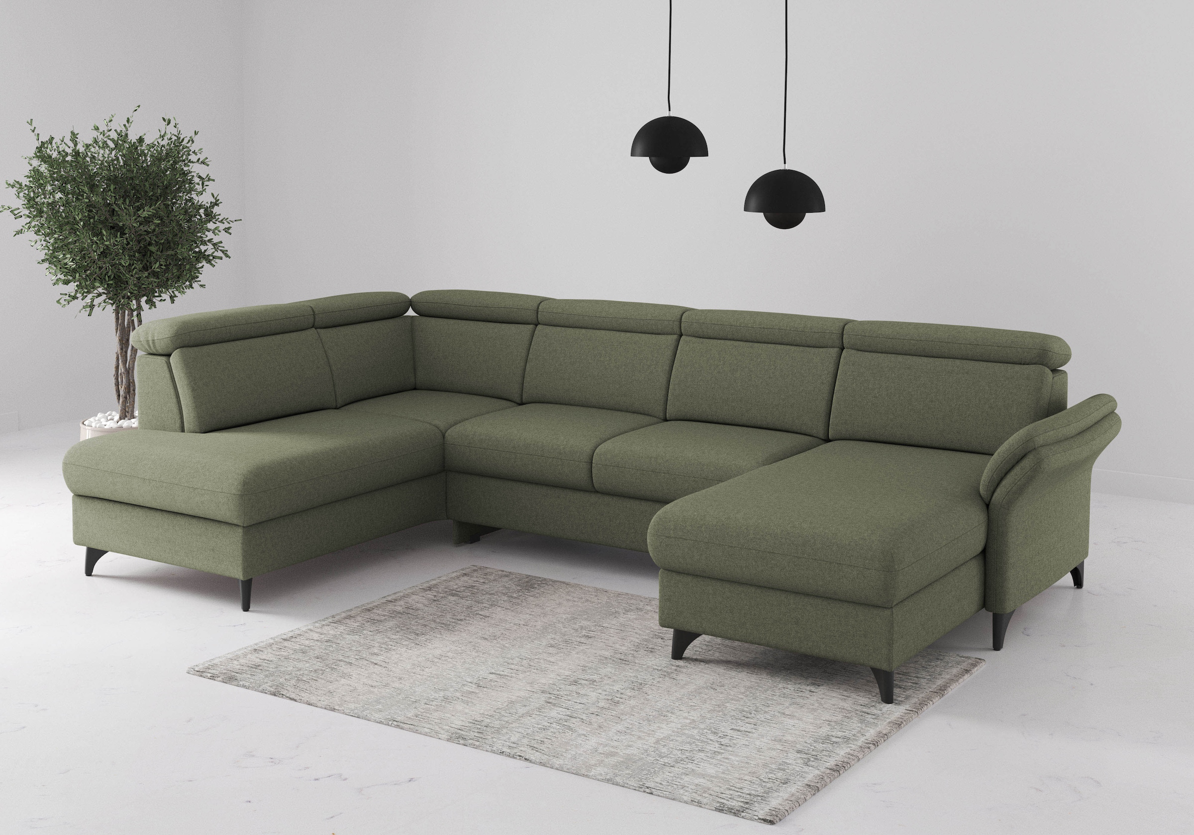 sit&more Wohnlandschaft »Glendale, U-Form« inkl. Kopfteilverstellung,wahlweise mit Vorziehsitz und Bettkasten