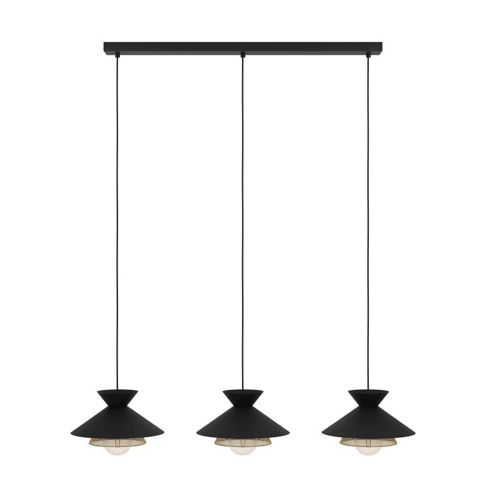 EGLO Hängeleuchte »GRIZEDALE«, 3 flammig, Leuchtmittel E27 | ohne Leuchtmittel, Pendelleuchte, Esszimmerlampe, Japandi-Design aus Metall in Schwarz