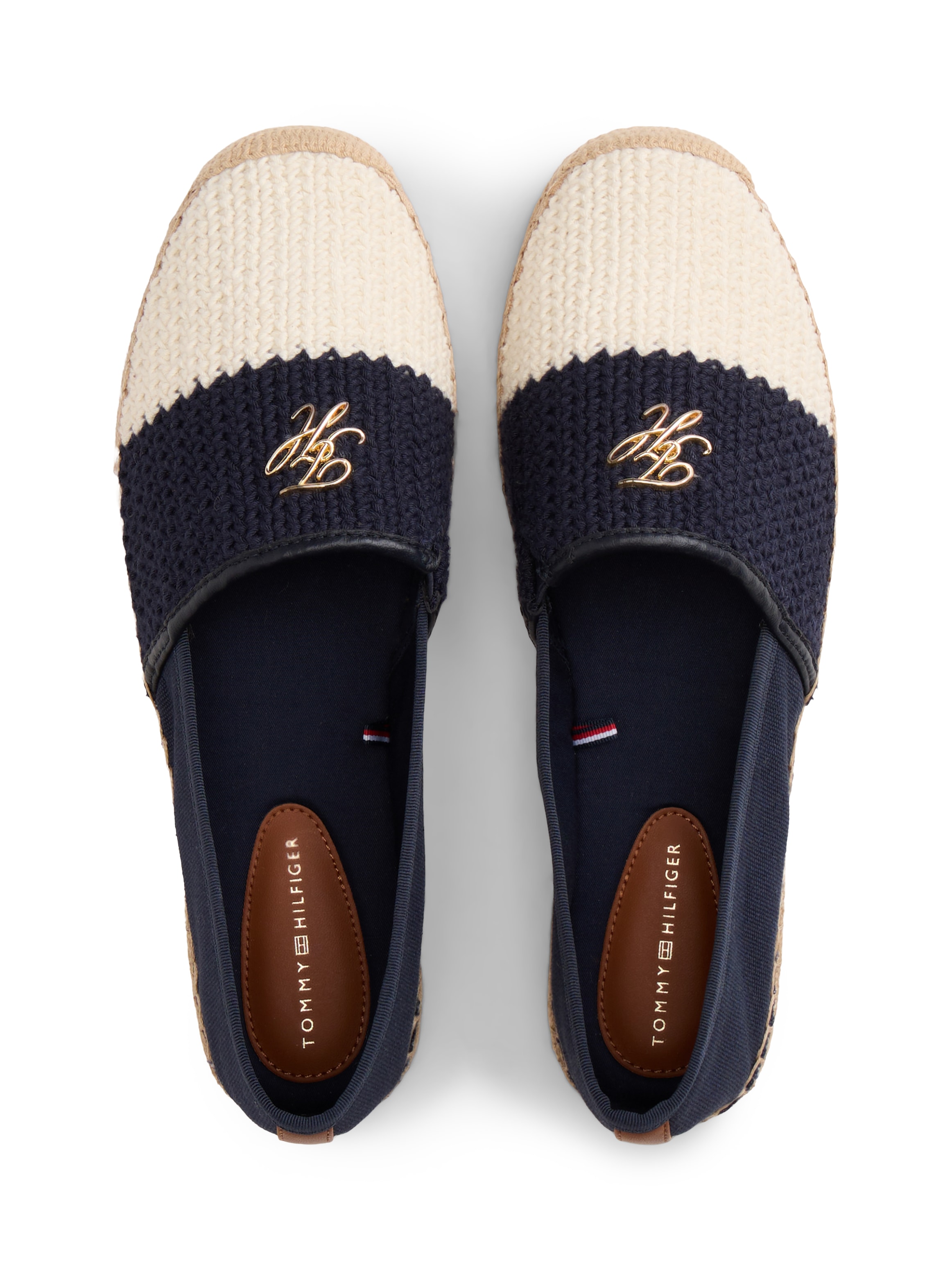 Tommy Hilfiger Espadrille »TH SCRIPT CROCHET ESPADRILLE«  Schlupfschuh, Sommerschuh, mit TH-Schmuckelement, schmale Form