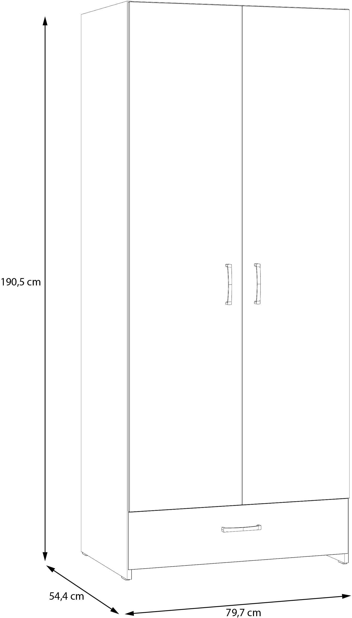 FORTE Kleiderschrank »Econobox« Drehtürenschrank, zeitloses Design mit alufarbigen Griffen.