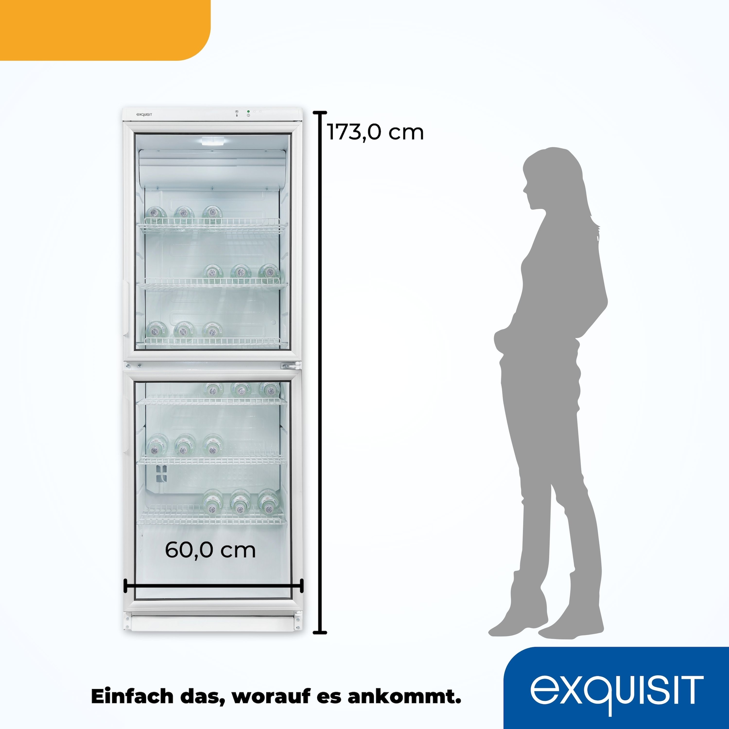 exquisit Getränkekühlschrank »GKS350-2-GT-280D weiss«, 320 L Volumen, Getränkekühlschrank mit Glastür, LED