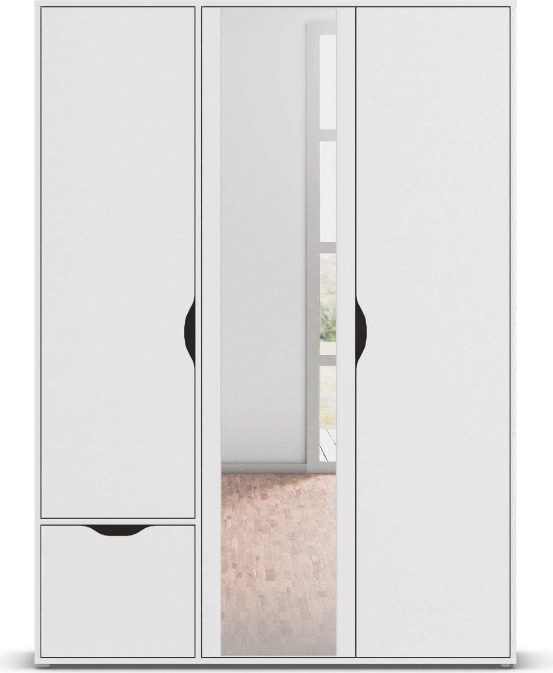 rauch Drehtürenschrank »Kleiderschrank Schrank Garderobe Wäscheschrank NARAI mit Schubladen«, (in 3 verschiedenen Ausstattungen BASIC/CLASSIC/PREMIUM), Griffausfräsungen für eine grifflose Optik TOPSELLER MADE IN GERMANY