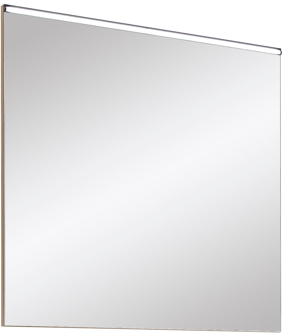 Saphir Badmöbel-Set »Quickset 395 2-teilig, Keramik-Waschtisch mit LED-Spiegel, 75 cm breit«, (2 St.), Waschplatz mit 2 Schubladen, Riviera Eiche quer Nachbildung, Bad-Set