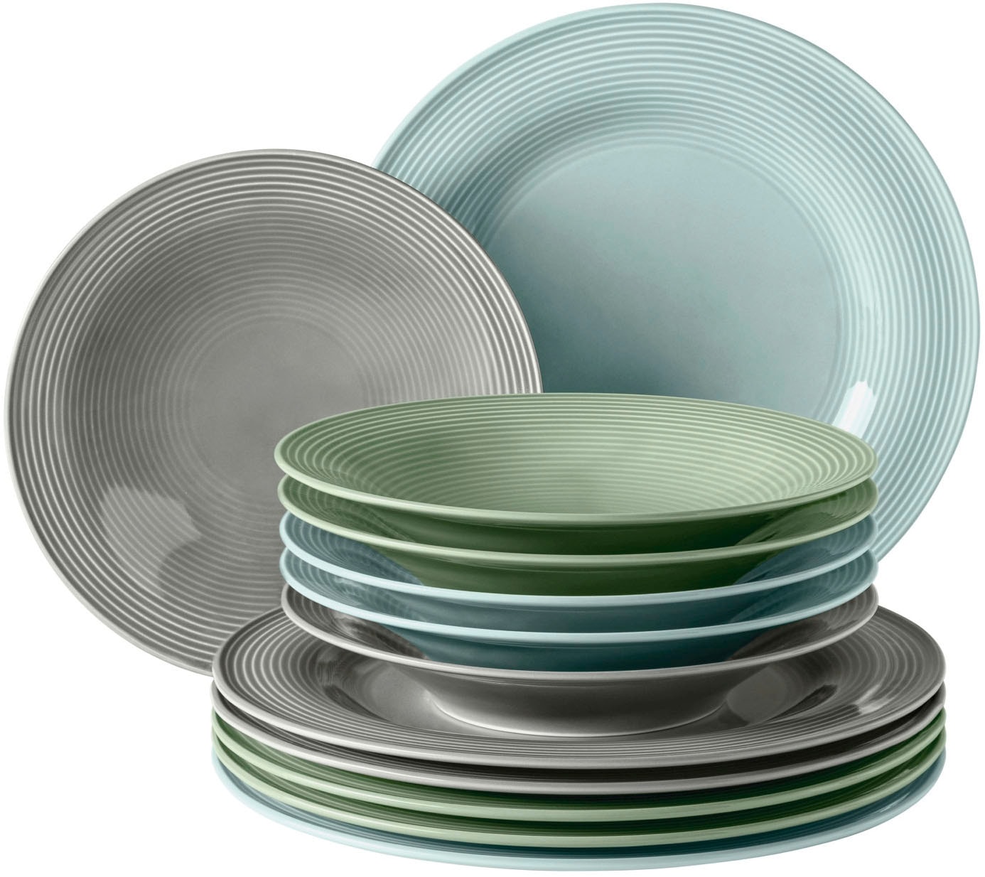 Seltmann Weiden Tafelservice »Teller Set, Geschirr-Set Beat«, (Set, 12 tlg., 6x Speiseteller rund 27,5 cm
6x Suppenteller rund 22,5 cm), Teller Set, weiß, mit Rillendekor, 12 Teile, für 6 Personen