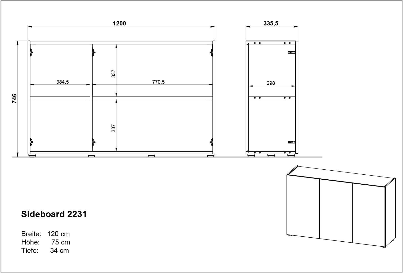 GERMANIA Sideboard »Adrano«, mit grifflosem Design