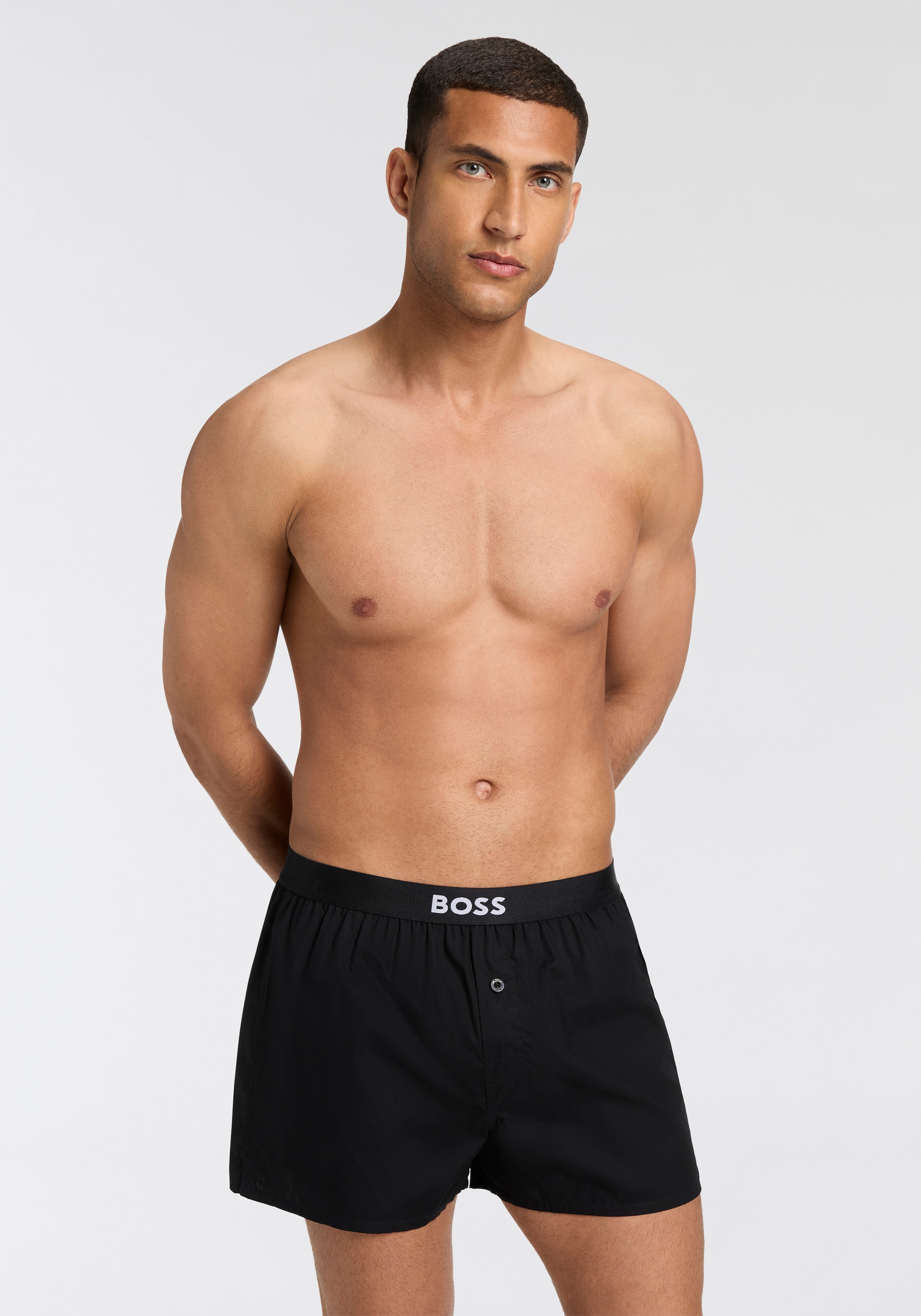 BOSS Pyjamashorts »2P Boxer Shorts EW«, (Packung, 2 tlg., 2er), mit Logobund