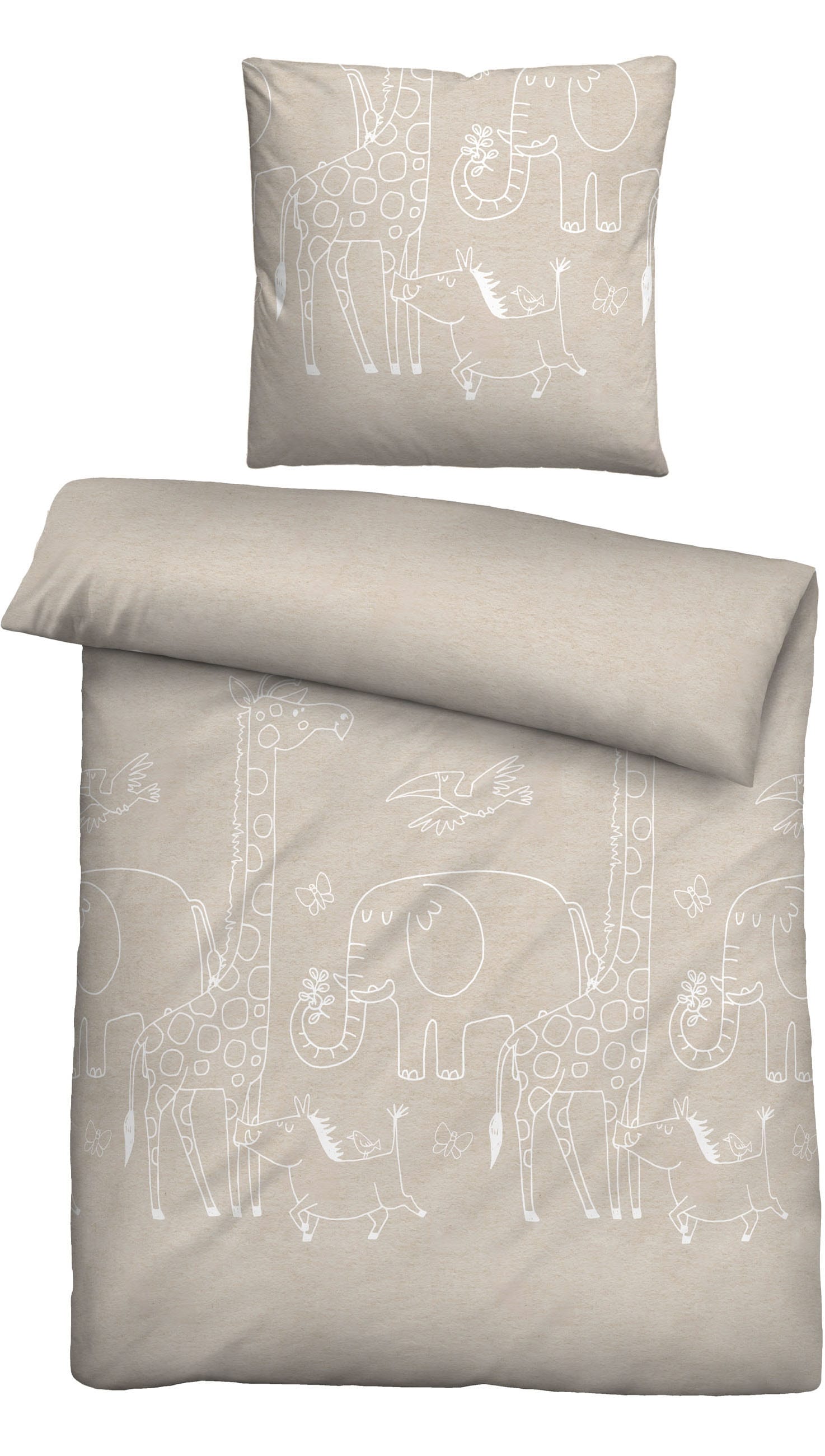 Biberna Kinderbettwäsche »0840520«, kuschelig warm, samtweich, Melange, 100% Baumwolle, made in Germany