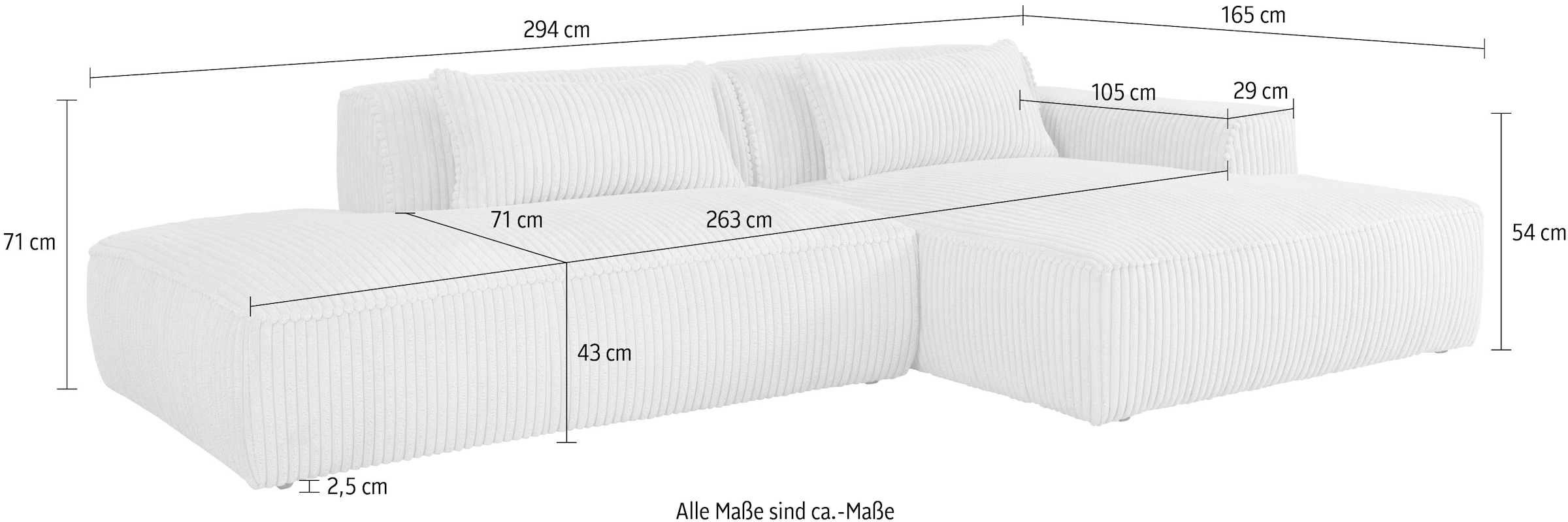 exxpo - sofa fashion Ecksofa »Billund modernes Designsofa, bequem und elegant, Breite 294cm, L-Form« modern, L-form, Wellenfedern, inklusive 2x Nierenkissen