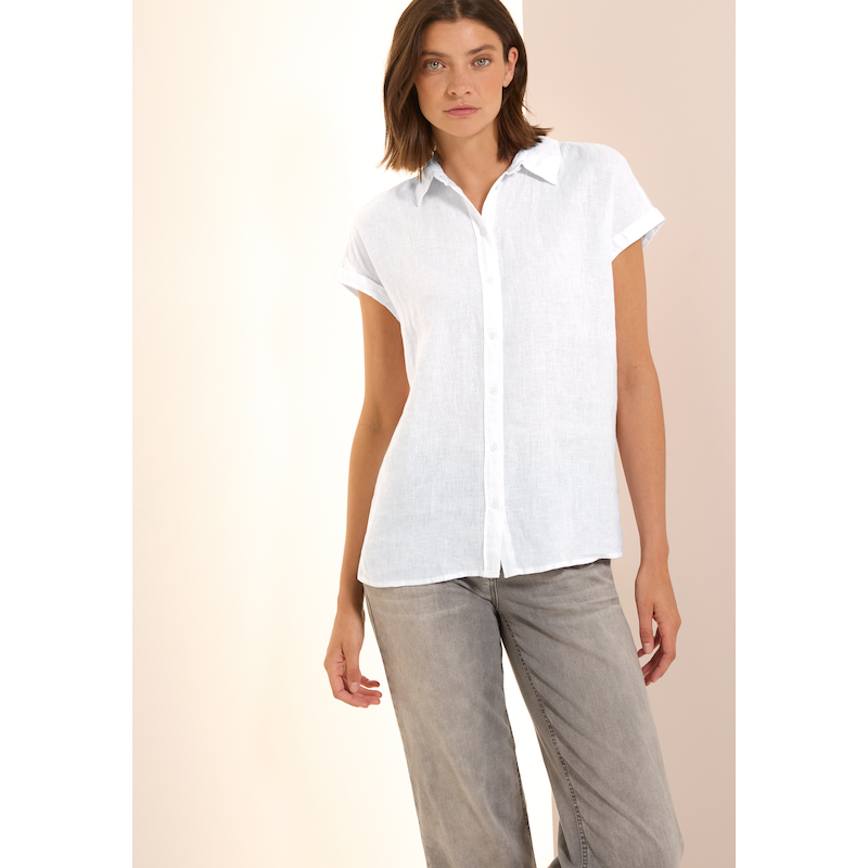 CECIL Kurzarmbluse mit seitlichen Schlitzen und aus Leinen White XS (36) XS (36) Leinen-Hemdbluse von CECIL